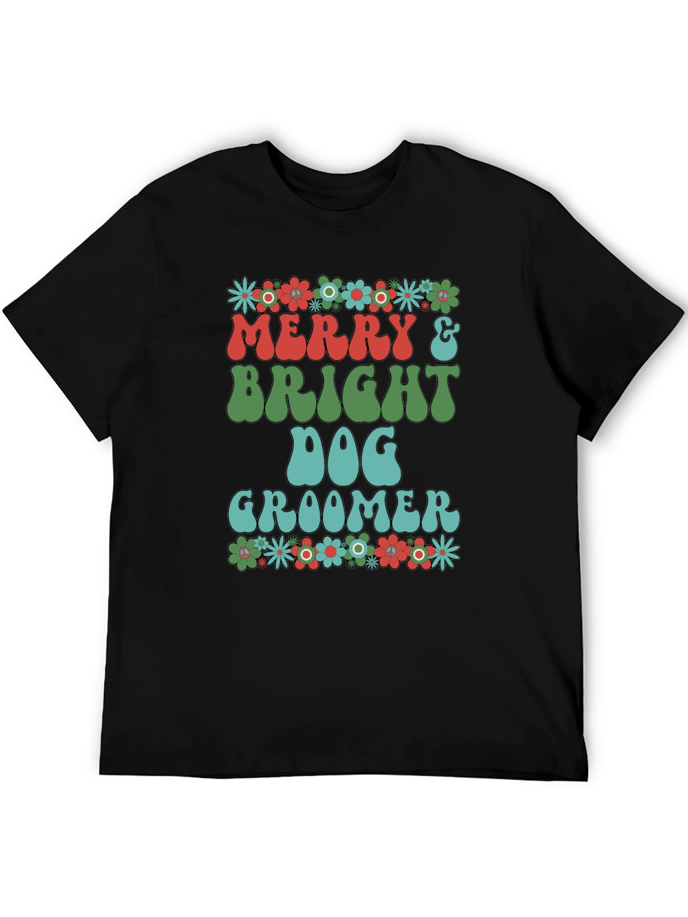 Black Merry & Bright Dog Groomer T-Shirt view 5