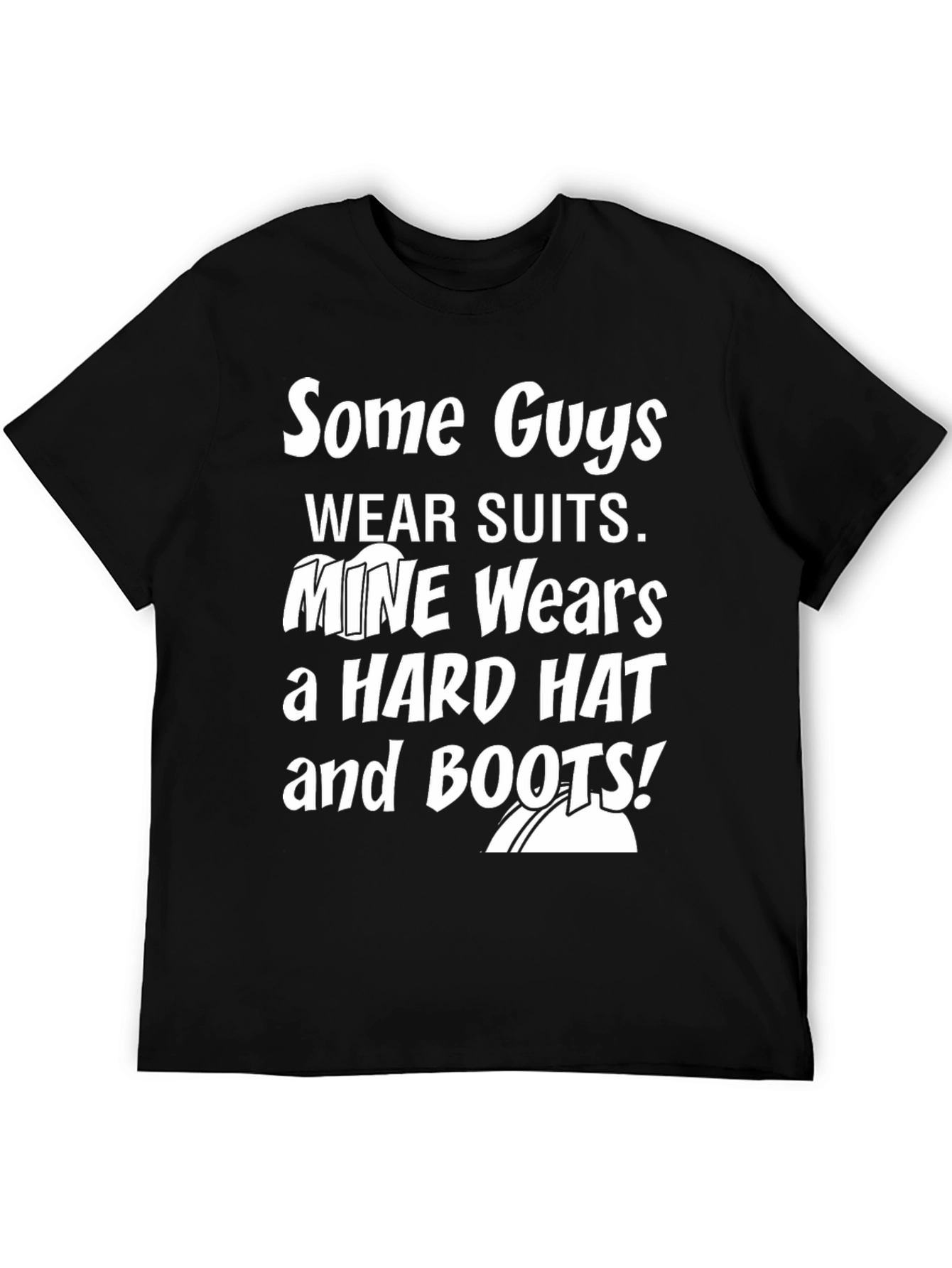 Black Mine Wears a Hard Hat and Boots Graphic Tee view 5