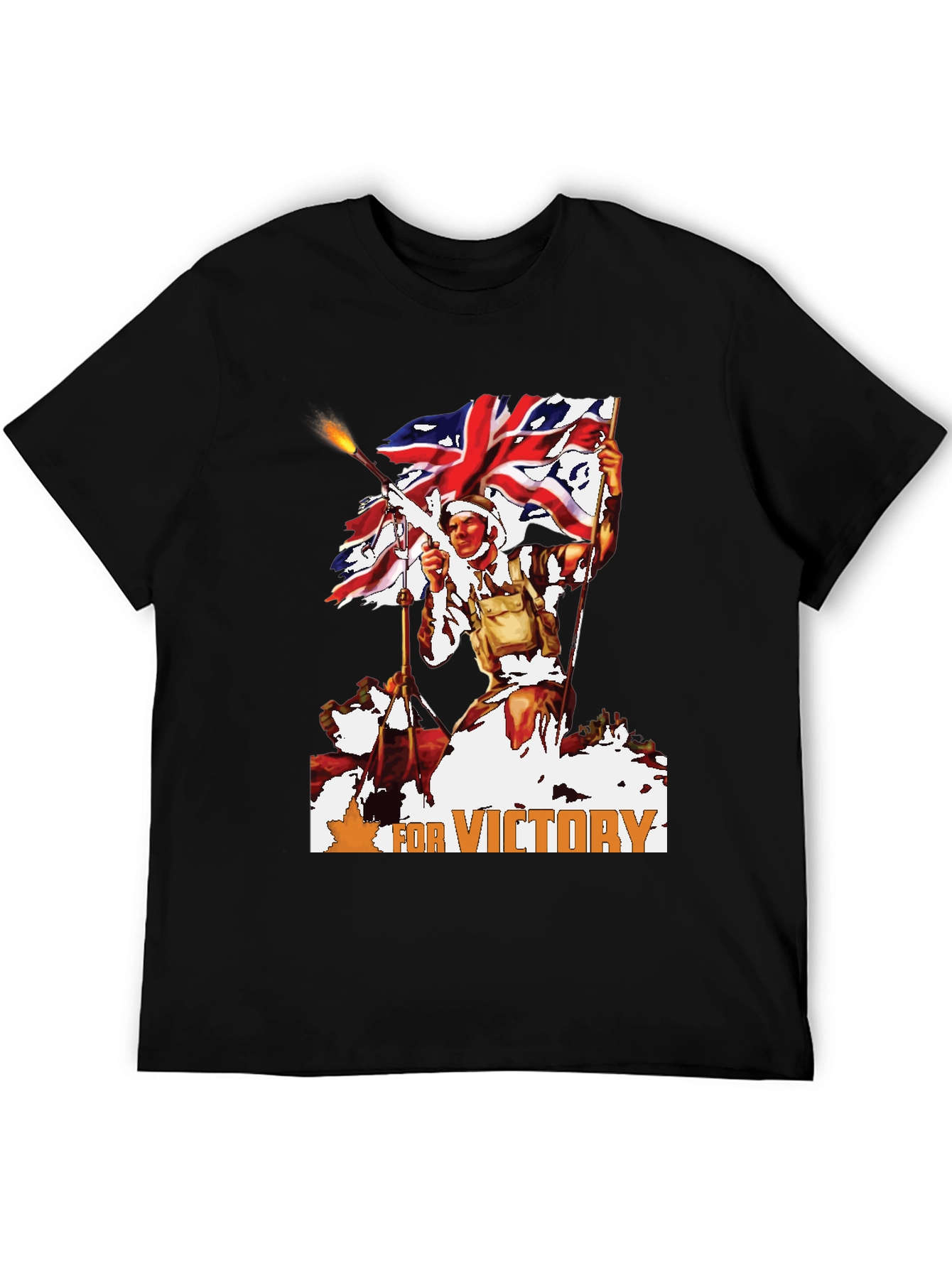 Black Victory Graphic Tee - Vintage British Soldier Design view 5