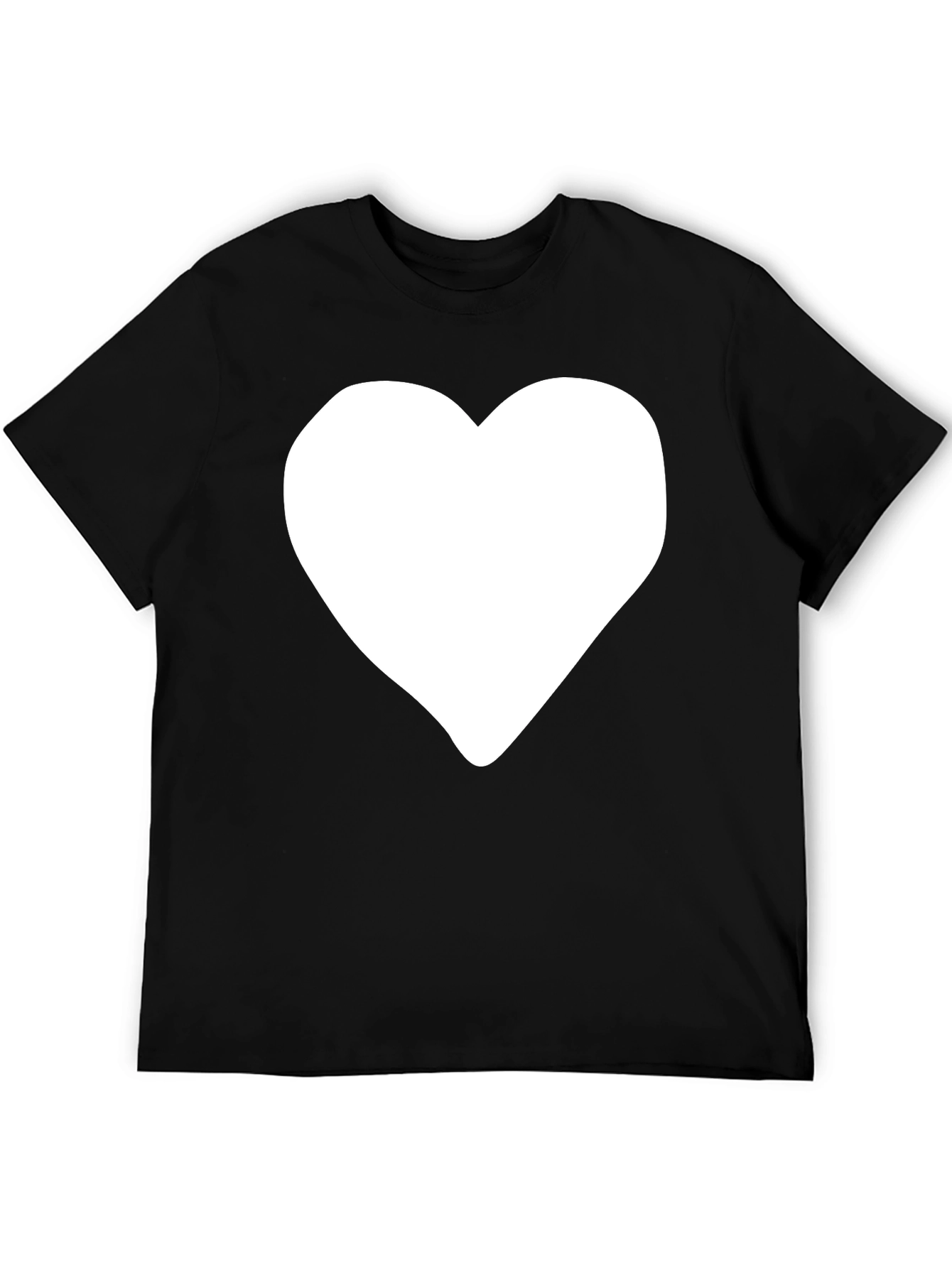 Black Black Tee with White Heart Graphic view 5