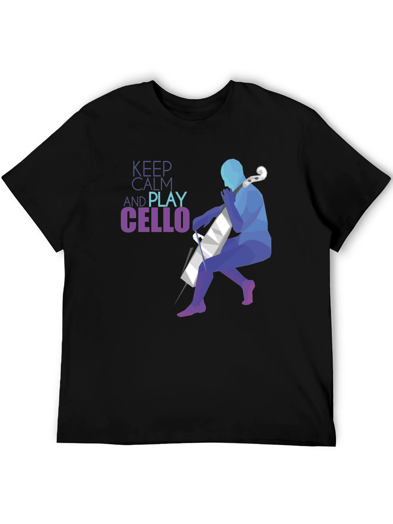Black Keep Calm and Play Cello Graphic T-Shirt view 5