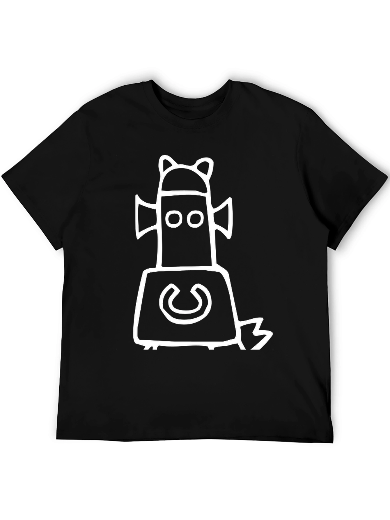 Black Black T-Shirt with Unique Character Design view 5