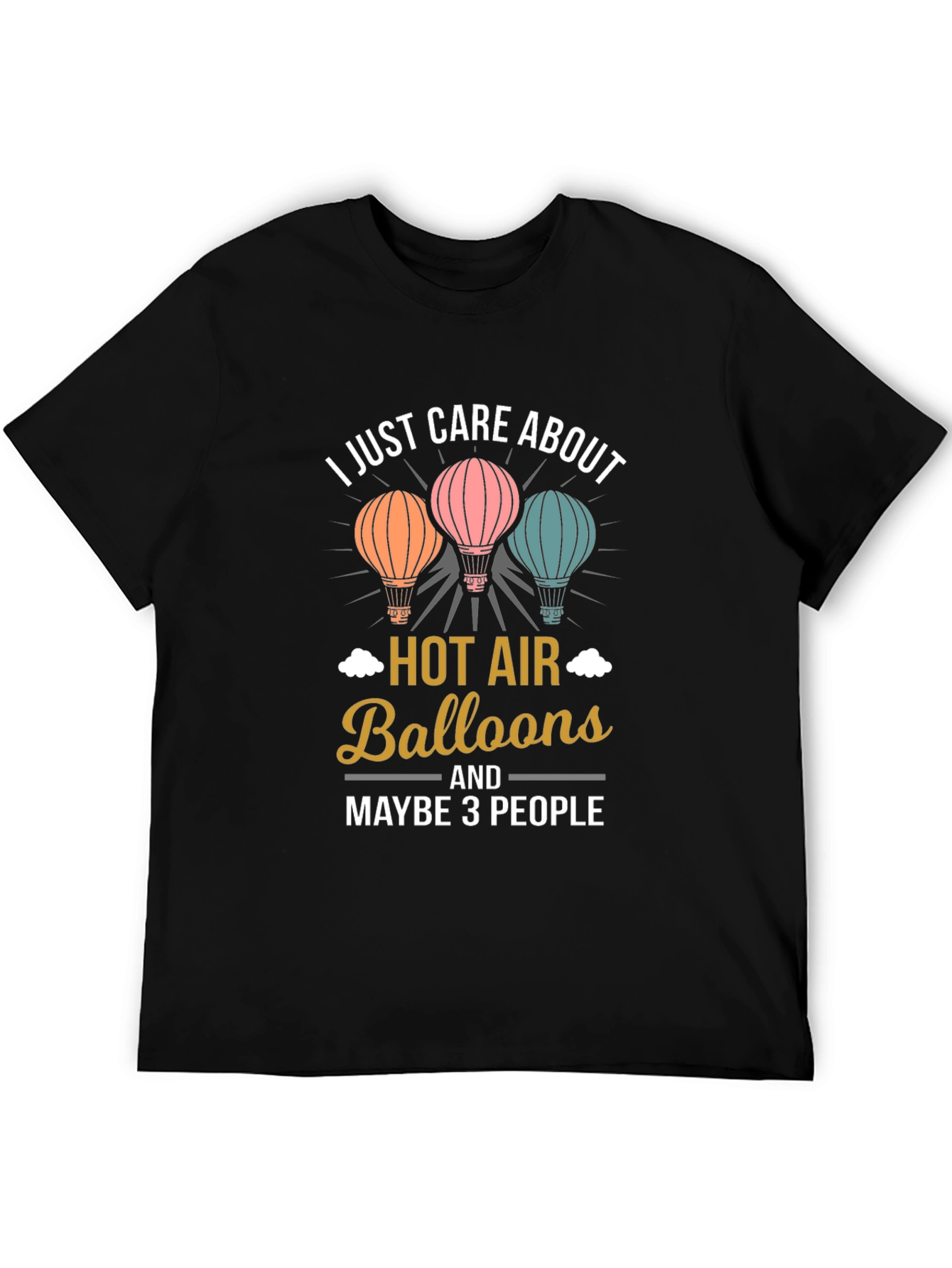Black I Care About Hot Air Balloons Graphic Tee view 5