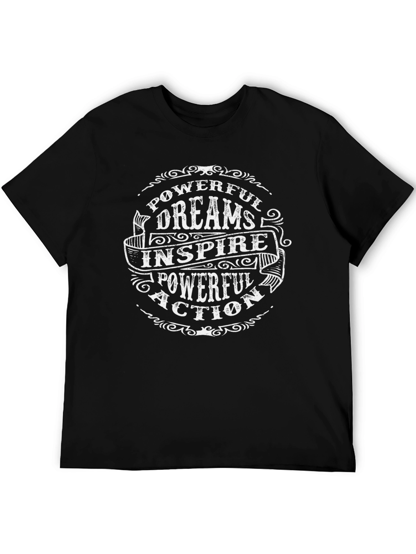 Black Inspiring Graphic Tee - Powerful Dreams, Powerful Action view 5