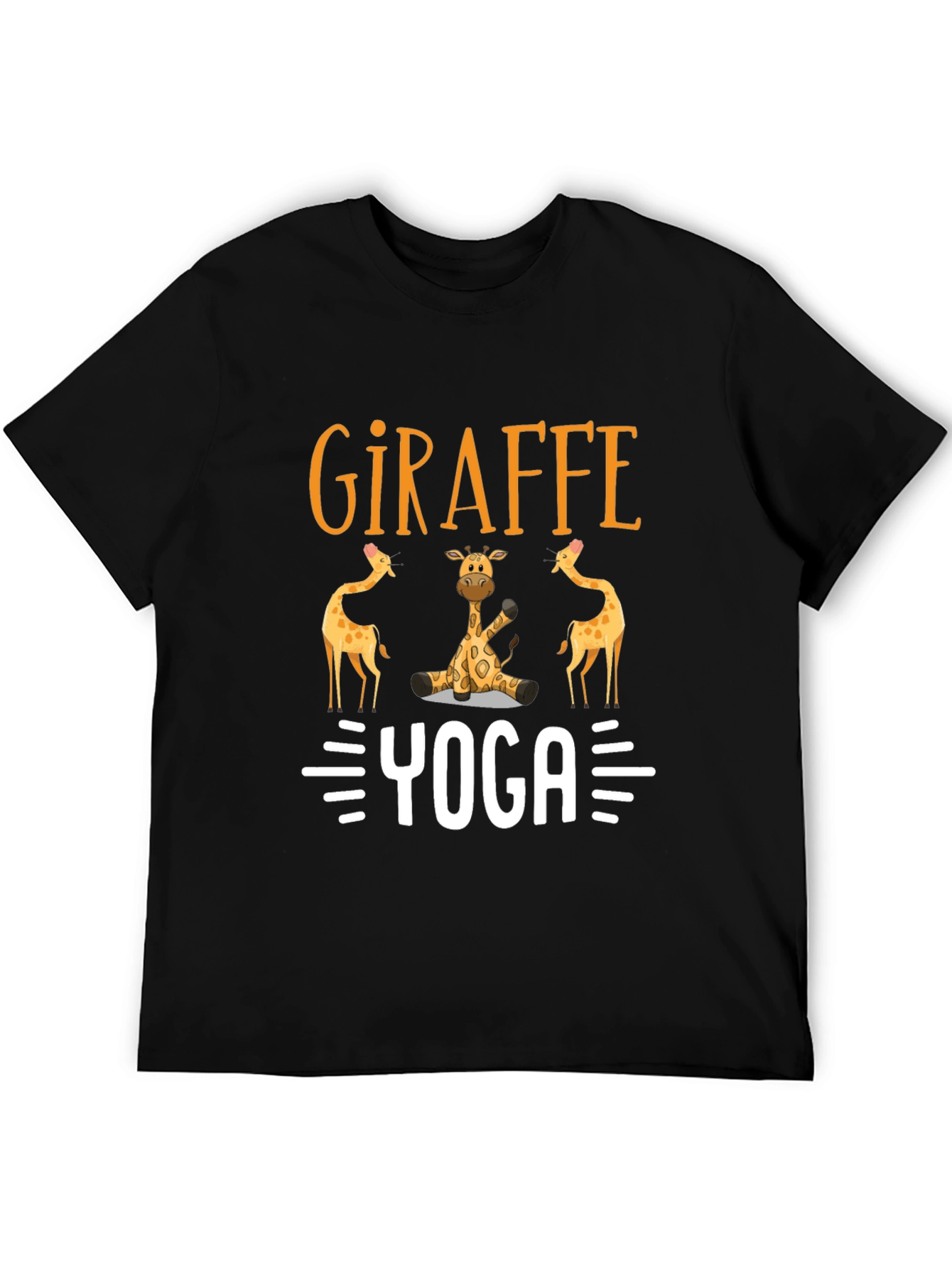 Black Giraffe Yoga Graphic T-Shirt - Unisex Black Tee view 5