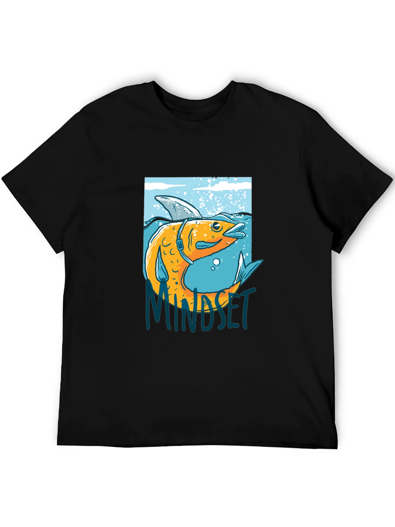 Black Fish Mindset Graphic Black T-Shirt view 5