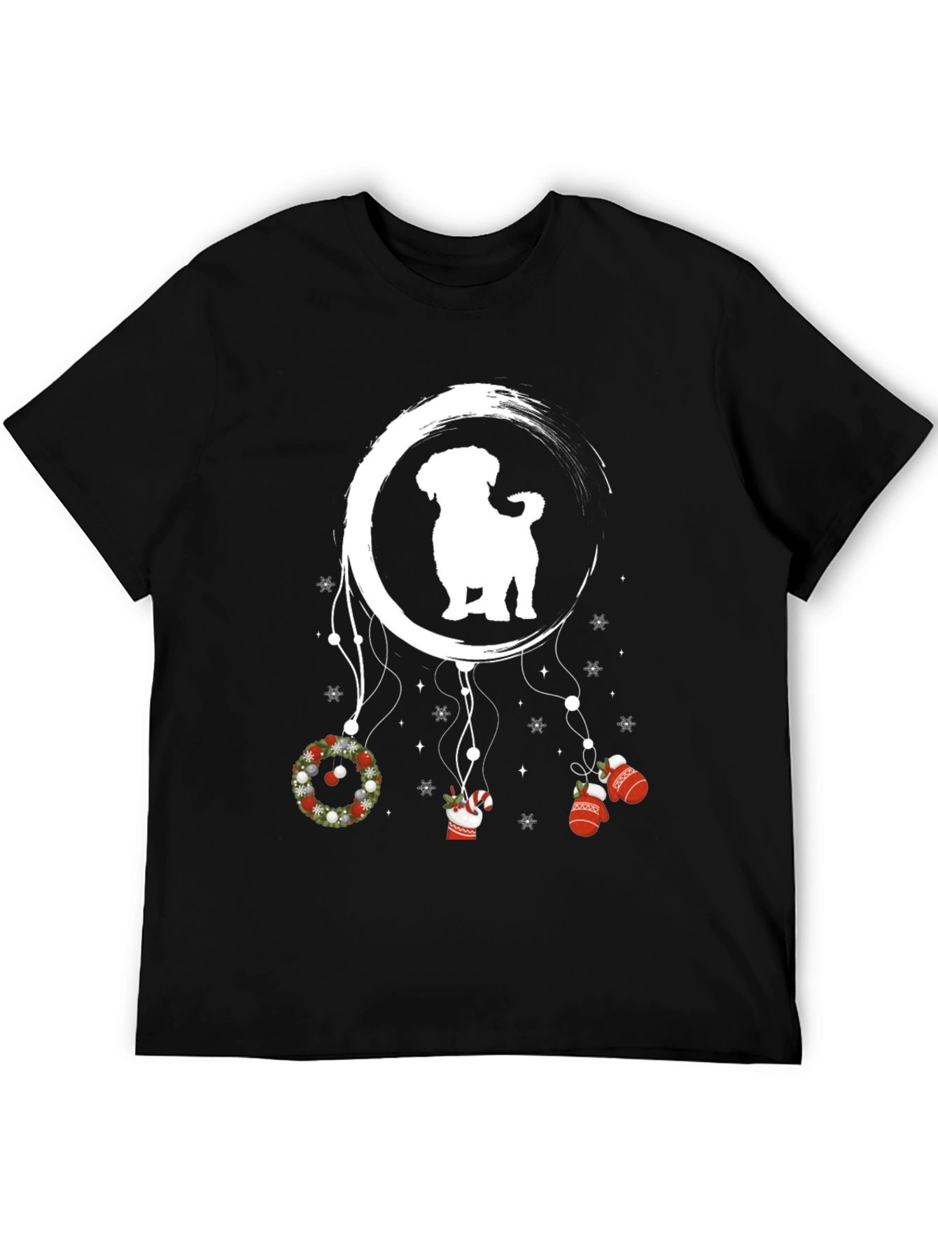 Black Festive Dog Dreamcatcher T-Shirt view 5