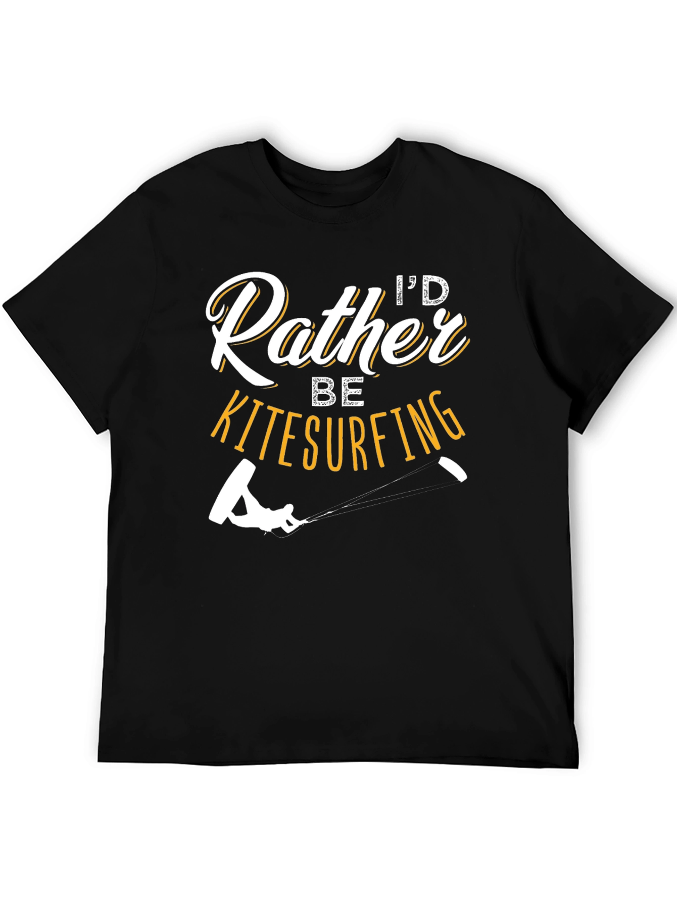Black I'd Rather Be Kitesurfing Black T-Shirt view 5