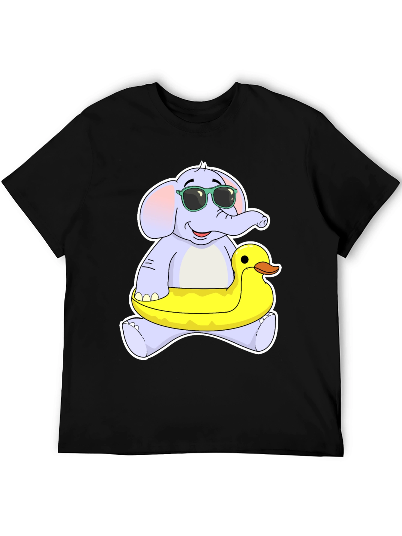 Black Elephant & Duck T-Shirt - Fun Cartoon Tee view 5