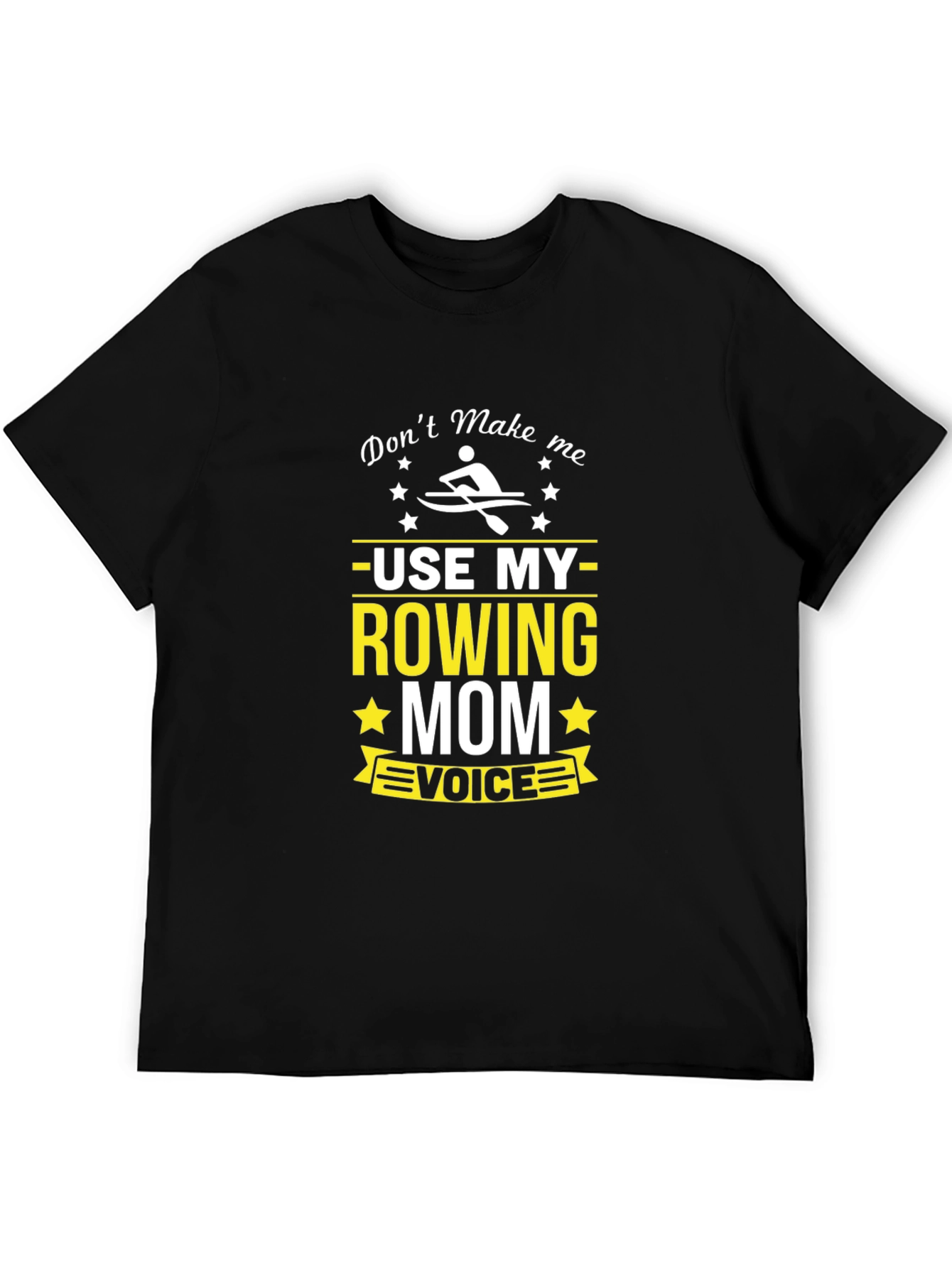 Black Rowing Mom Voice T-Shirt - Black Crew Neck view 5