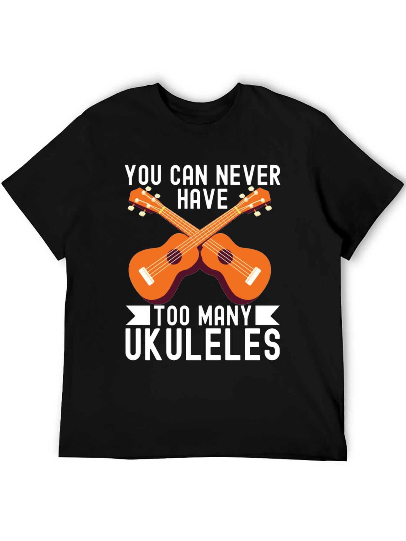 Black Ukulele Lover T-Shirt - Too Many Ukuleles view 5