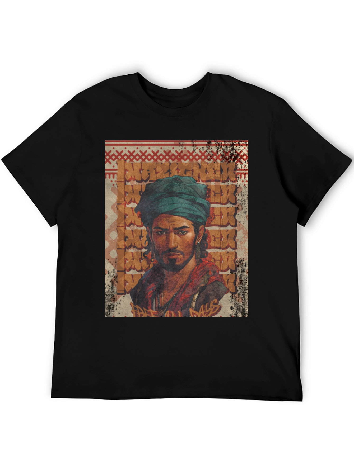 Black Urban Turban Graphic Tee - Cool Streetwear Style view 5