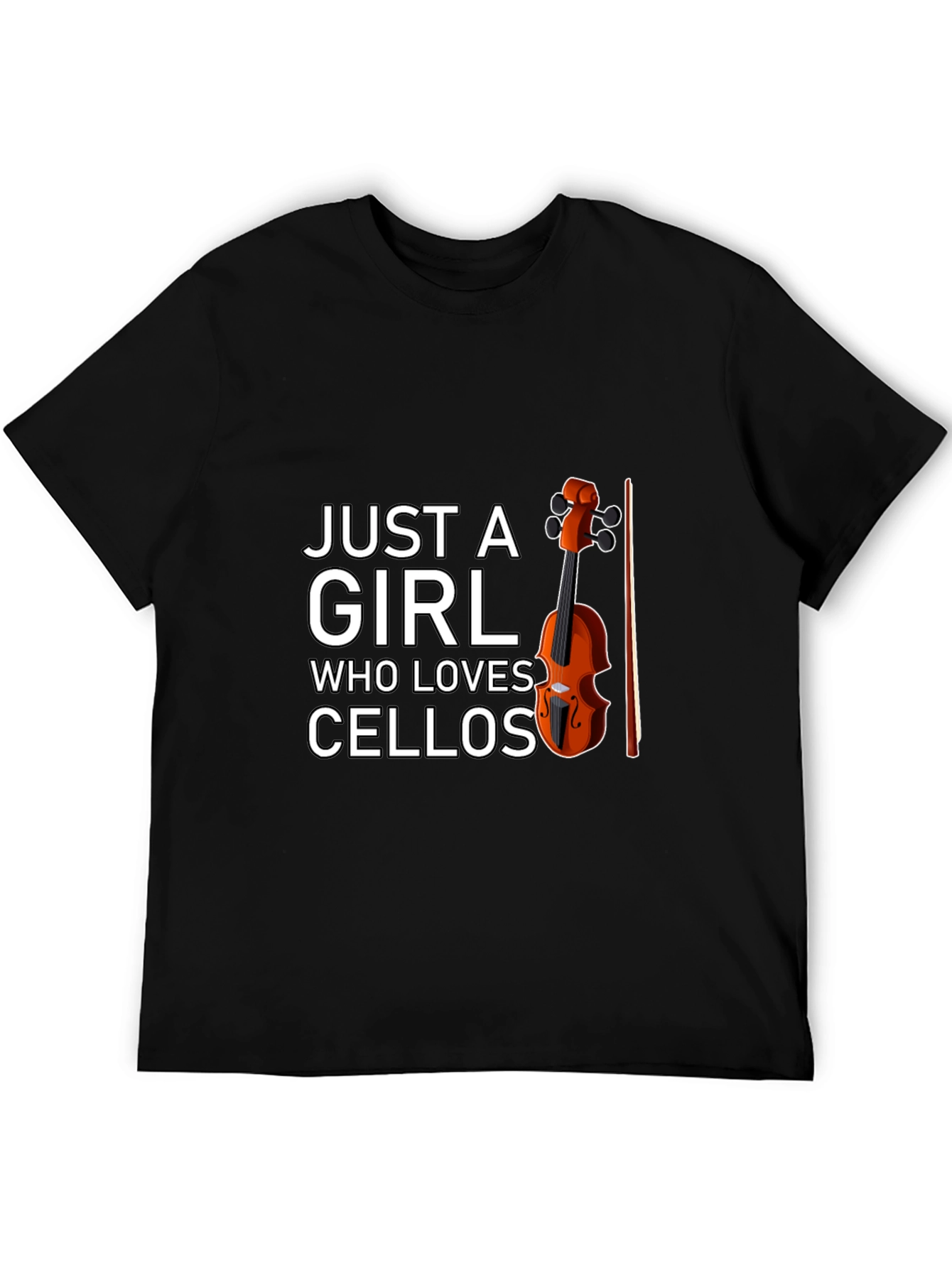 Black Just A Girl Who Loves Cellos T-Shirt - Music Lover Tee view 5