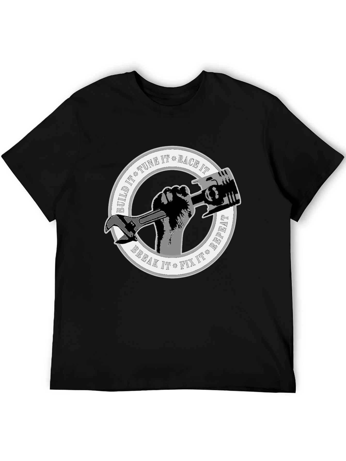 Black Build, Tune, Race, Repeat T-Shirt view 5