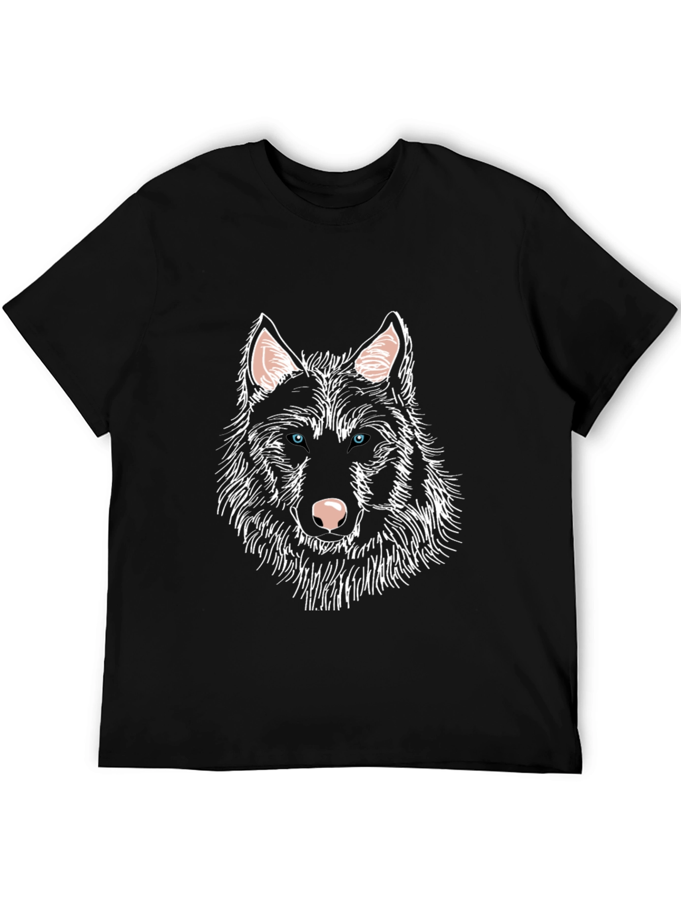 Black Wolf Graphic Print Tee - Men's Black T-Shirt view 5