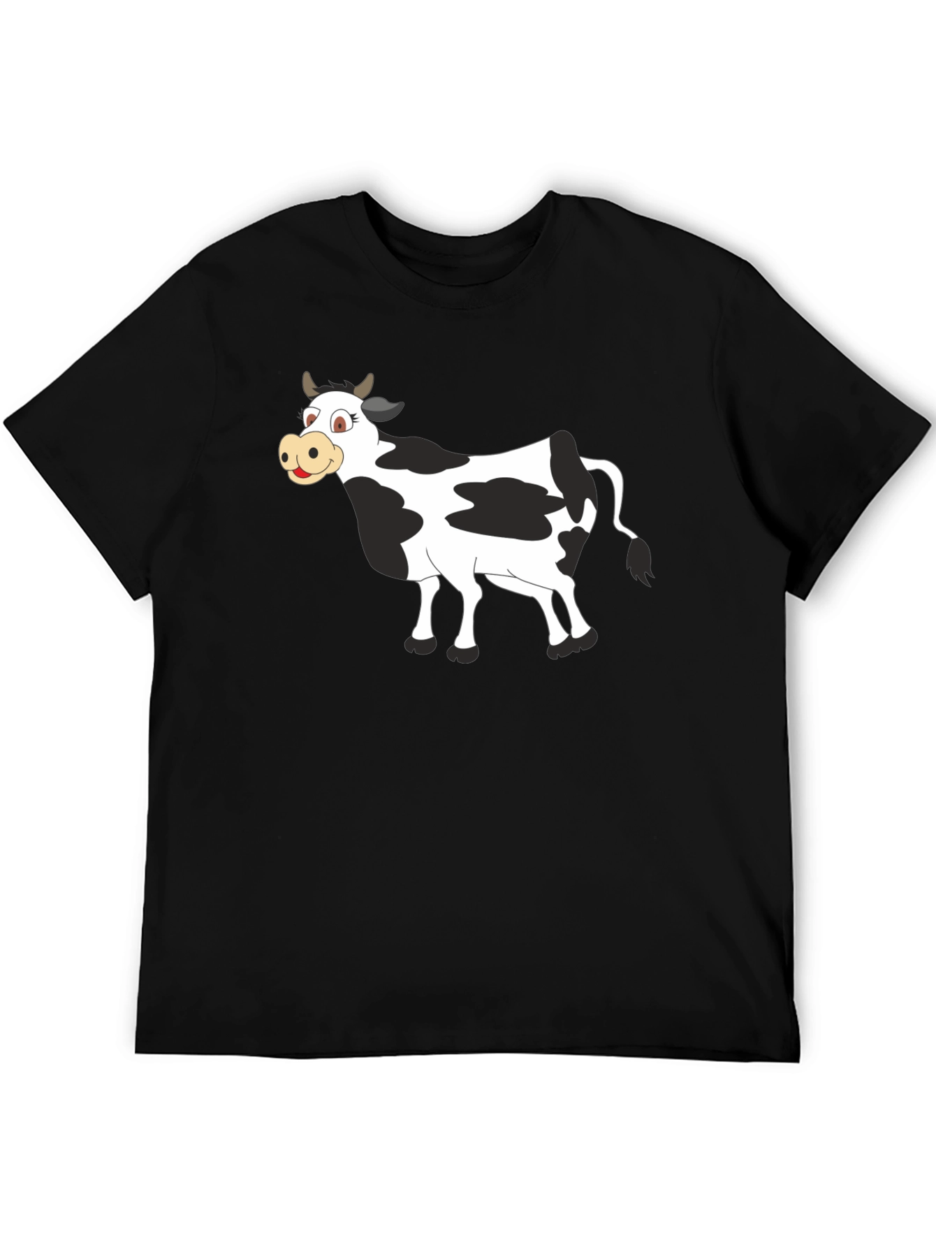 Black Cartoon Cow Graphic Tee - Black view 5