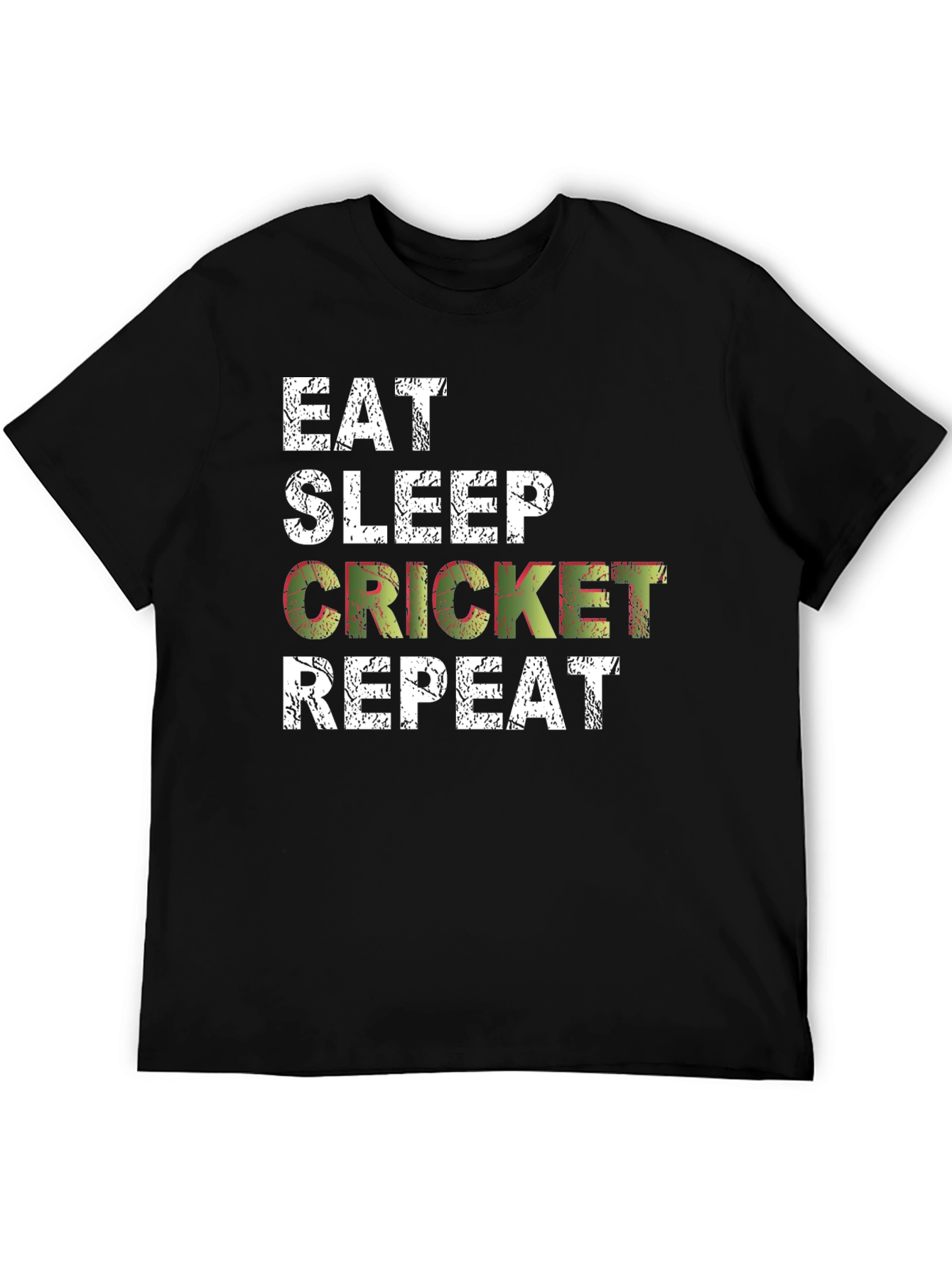 Black Eat Sleep Cricket Repeat T-Shirt Black Cotton Casual Tee view 5