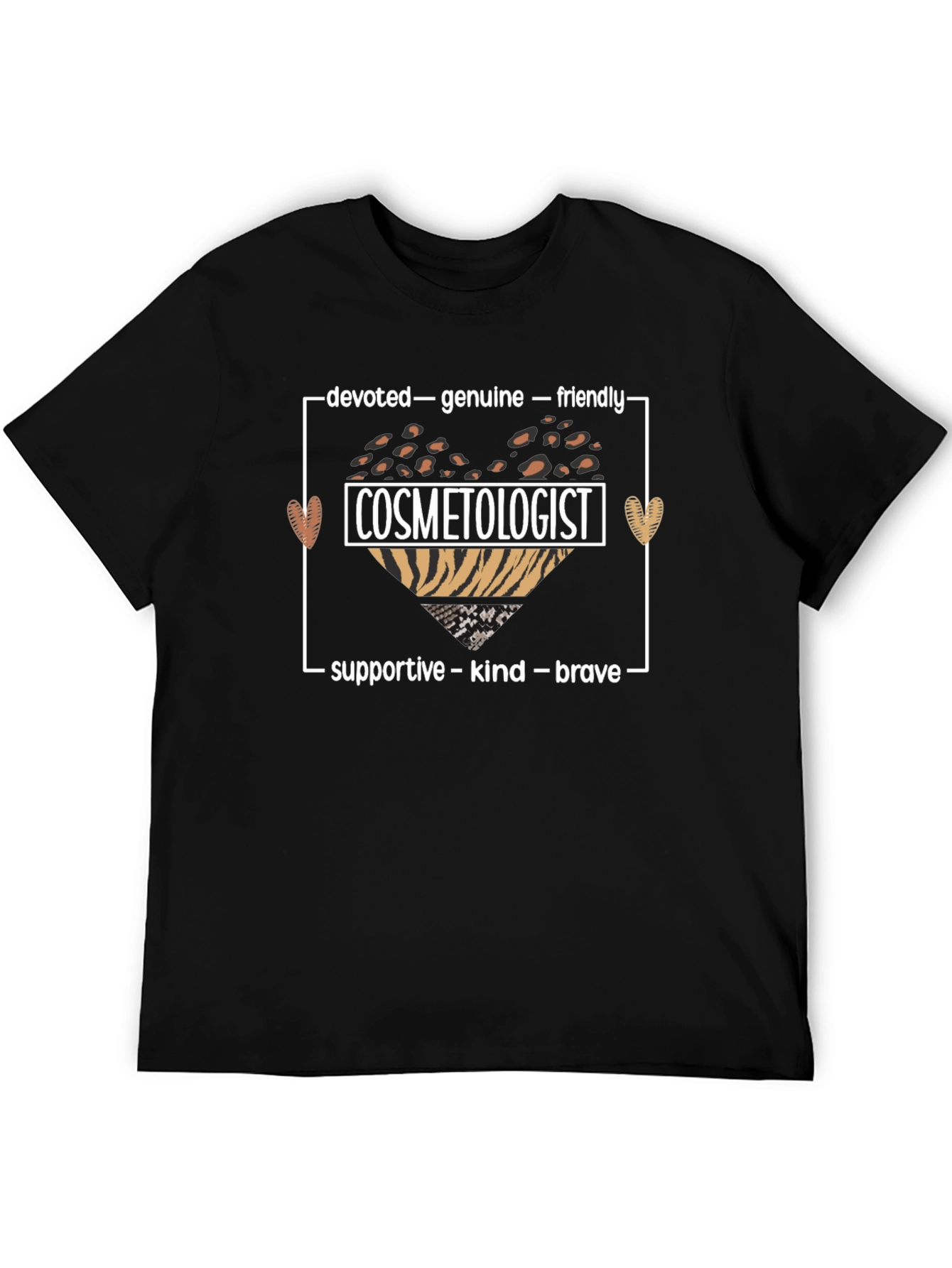 Black Cosmetologist Graphic T-Shirt - Devoted, Genuine, Friendly Design view 5
