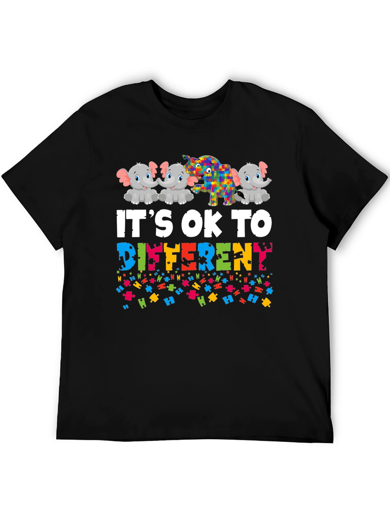 Black It's OK to be Different Autism Awareness T-Shirt view 5