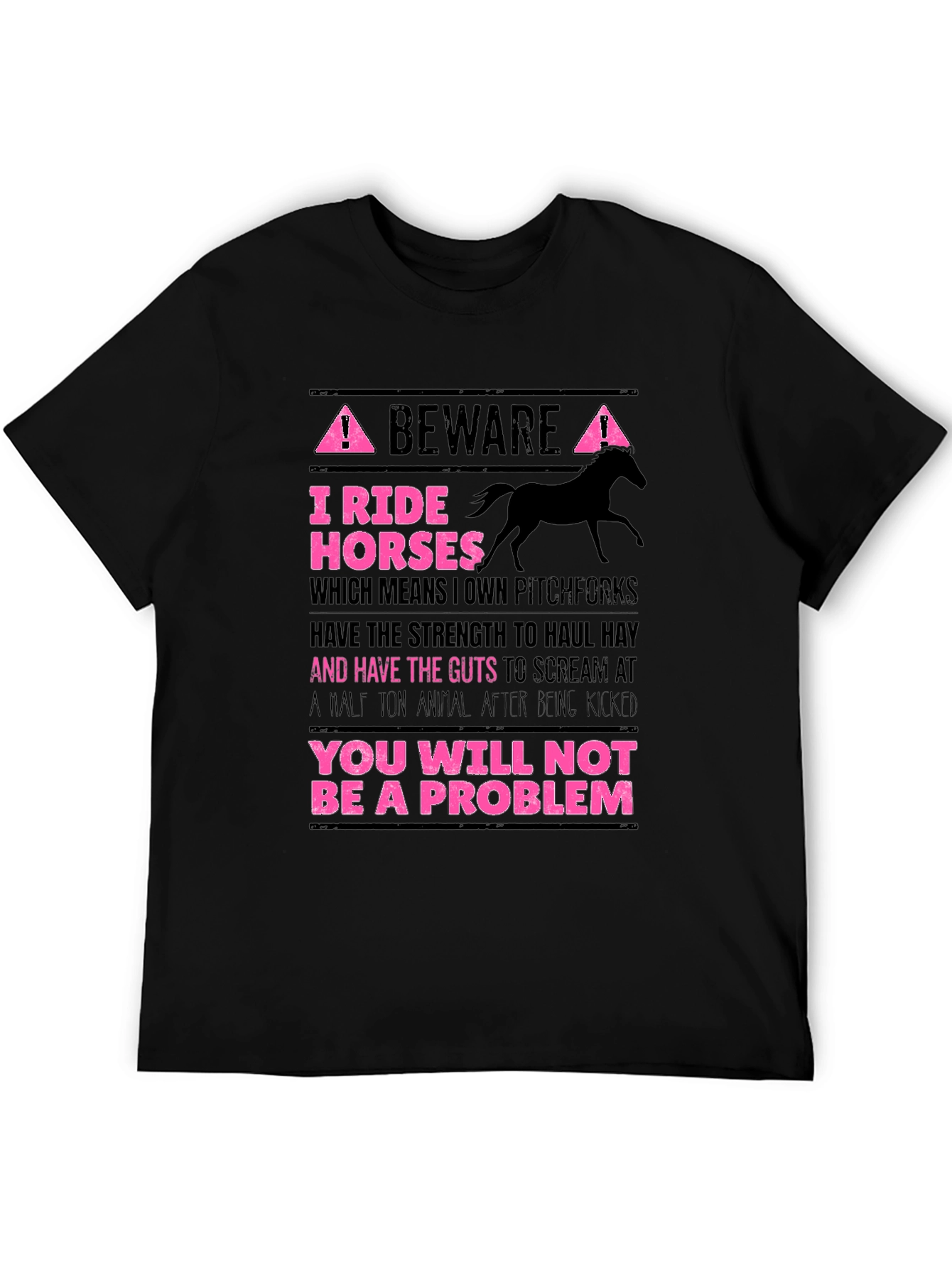 Black Beware I Ride Horses Graphic Tee view 5