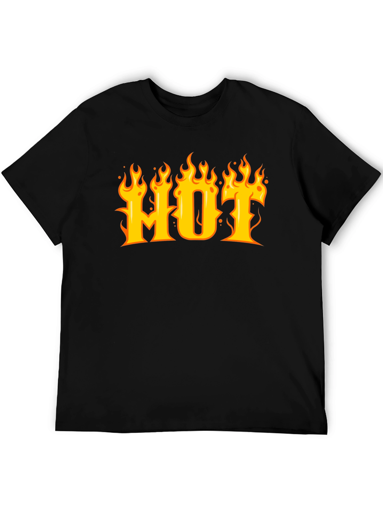 Black HOT Flame Graphic T-Shirt - Black Cotton Tee view 5