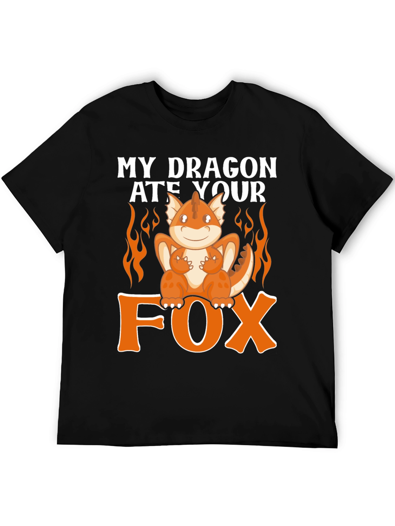 Black My Dragon Ate Your Fox Funny T-Shirt view 5