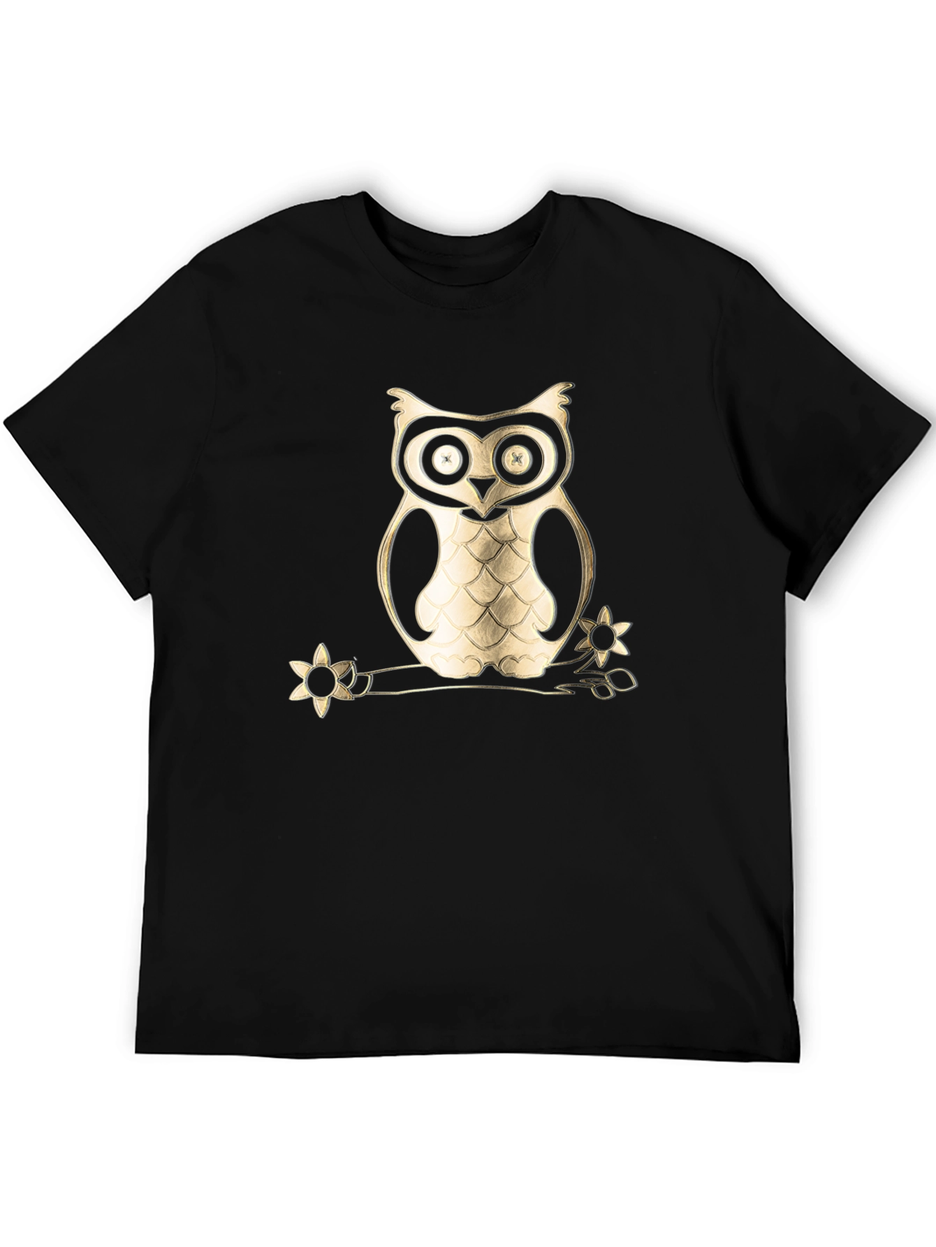 Black Owl on Branch Graphic Tee - Black Cotton Blend view 5