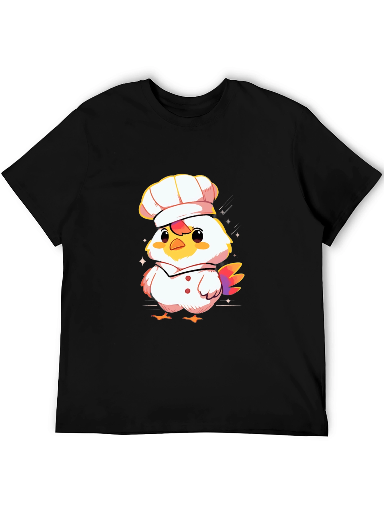 Black Chef Chicken Graphic Tee - Black Cotton T-Shirt view 5