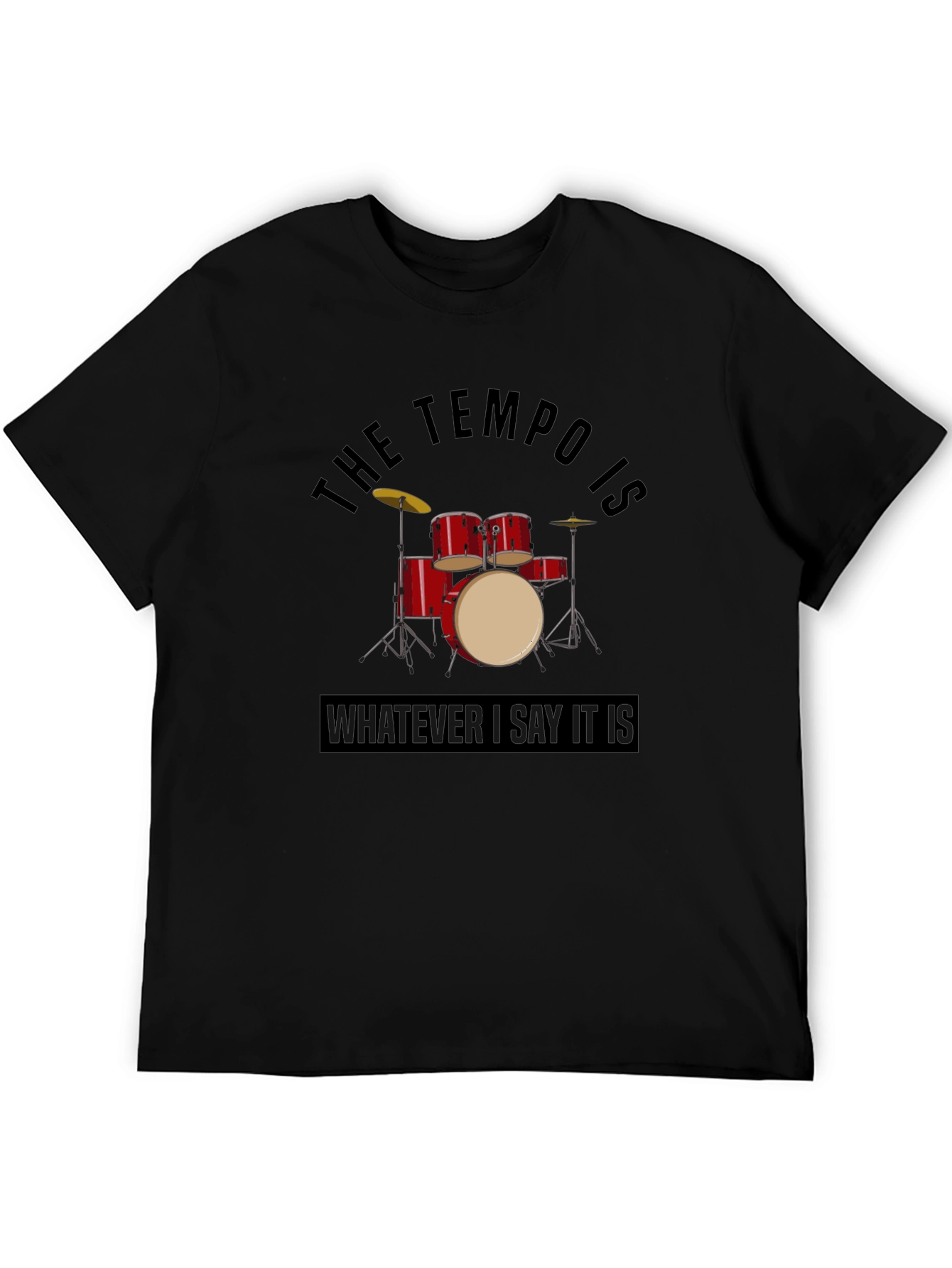 Black Tempo Drummer Graphic Tee - Black Cotton T-Shirt view 5