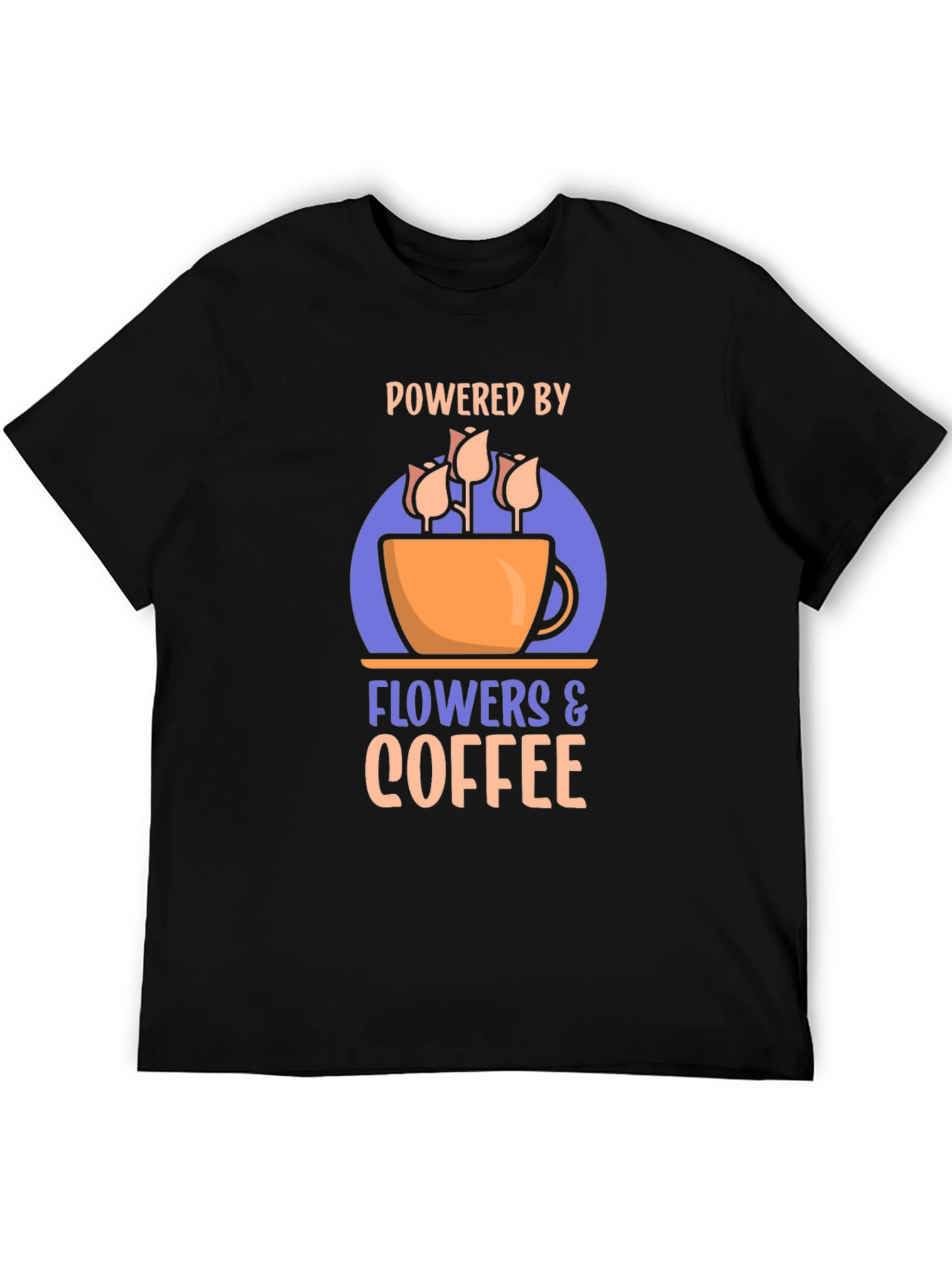 Black Powered by Flowers & Coffee Graphic Tee view 5