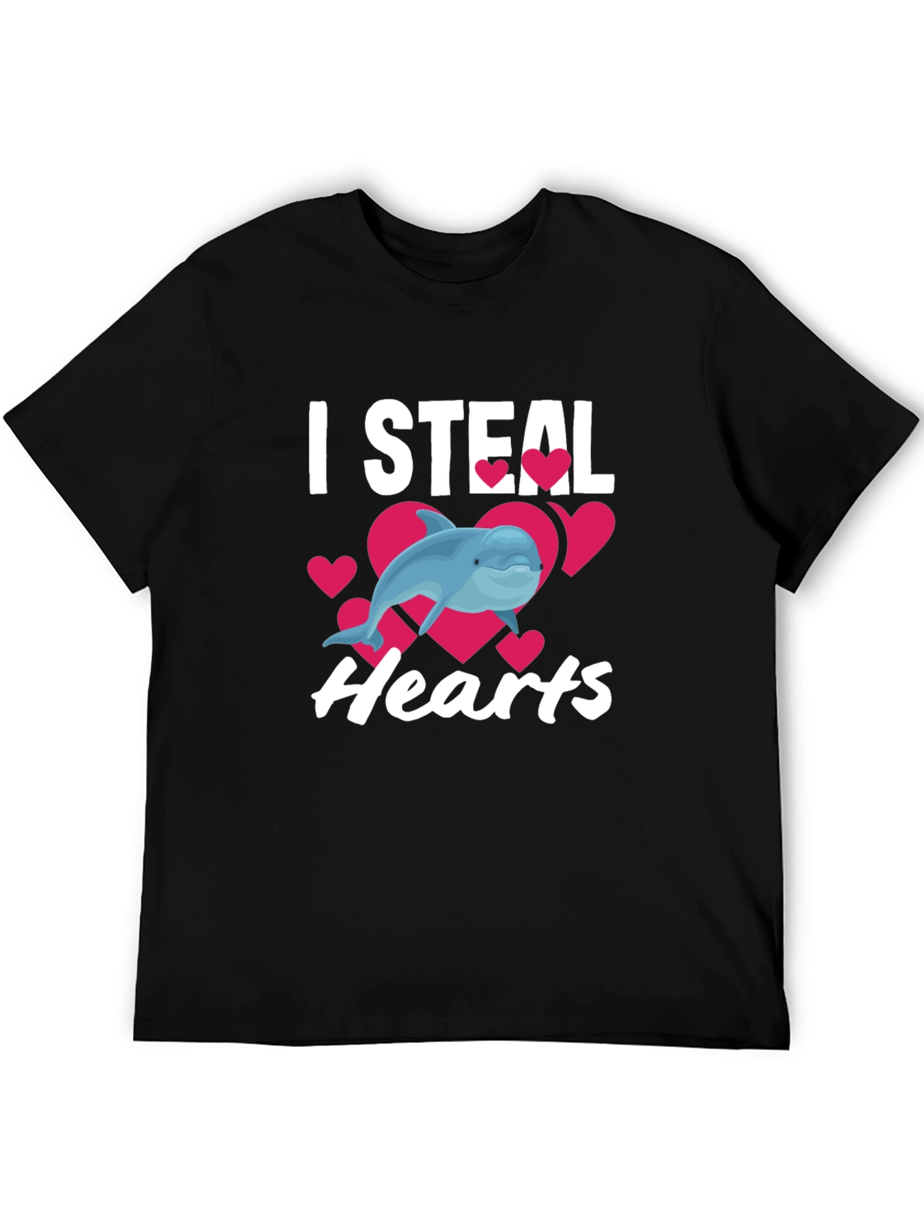 Black I Steal Hearts Dolphin Graphic Tee - Black view 5