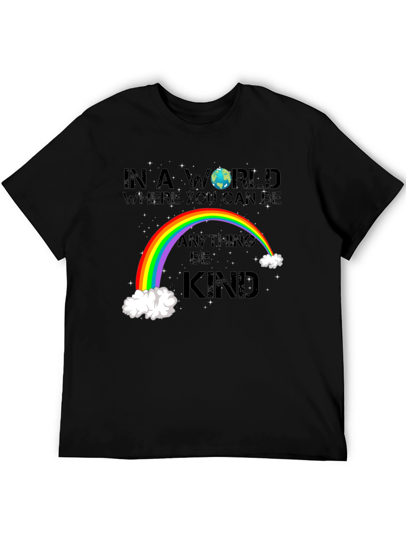 Black Be Kind Rainbow Graphic T-Shirt view 5