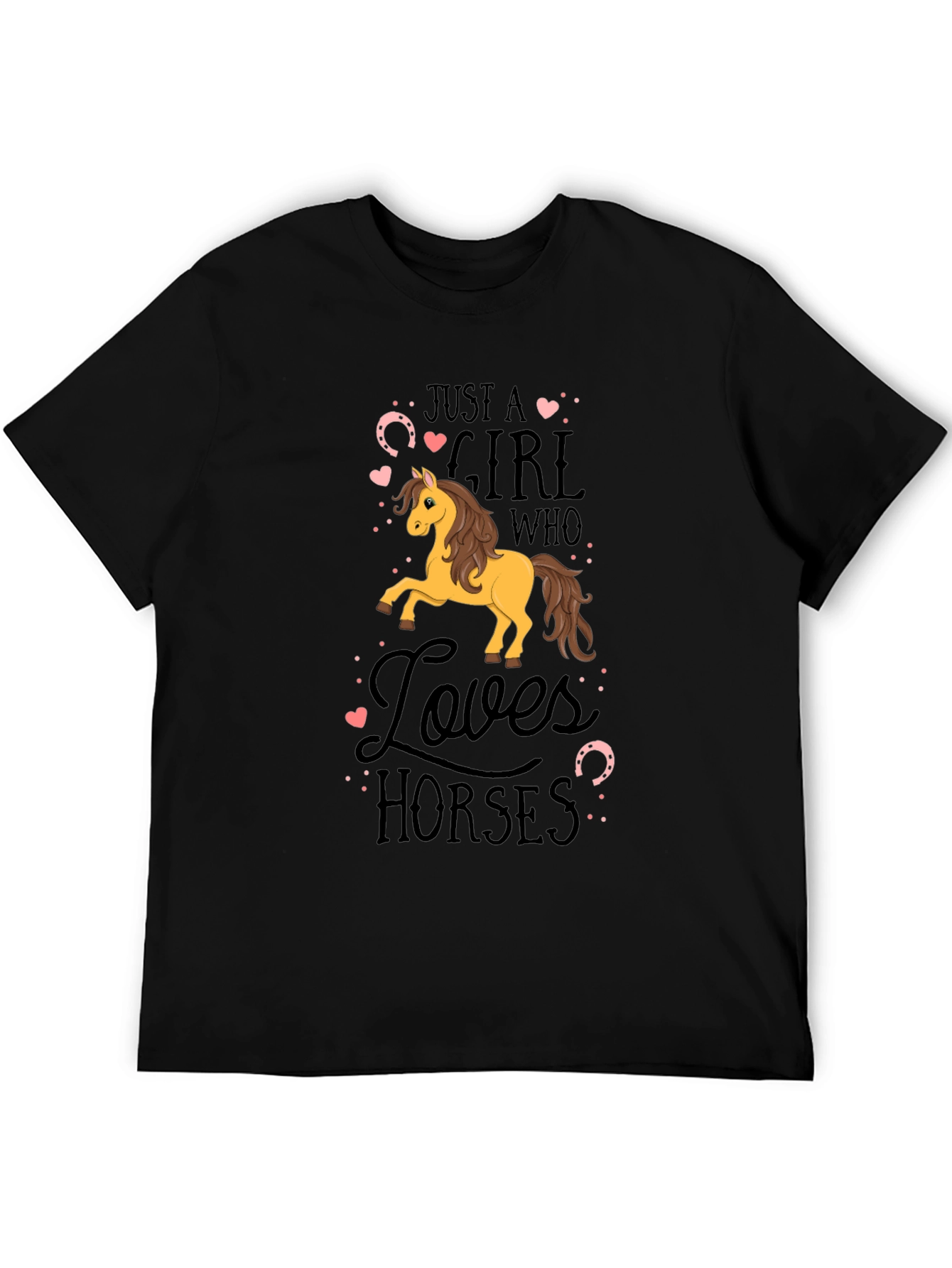 Black Girl Who Loves Horses Black T-Shirt view 5