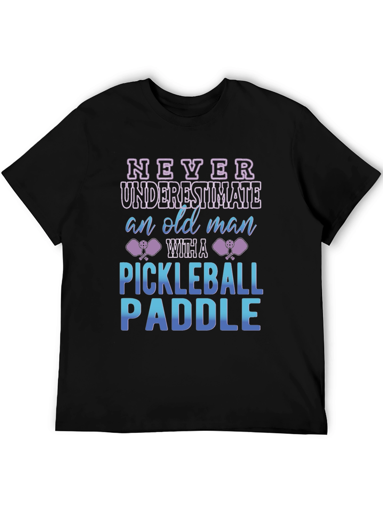Black Funny Pickleball Old Man T-Shirt view 5