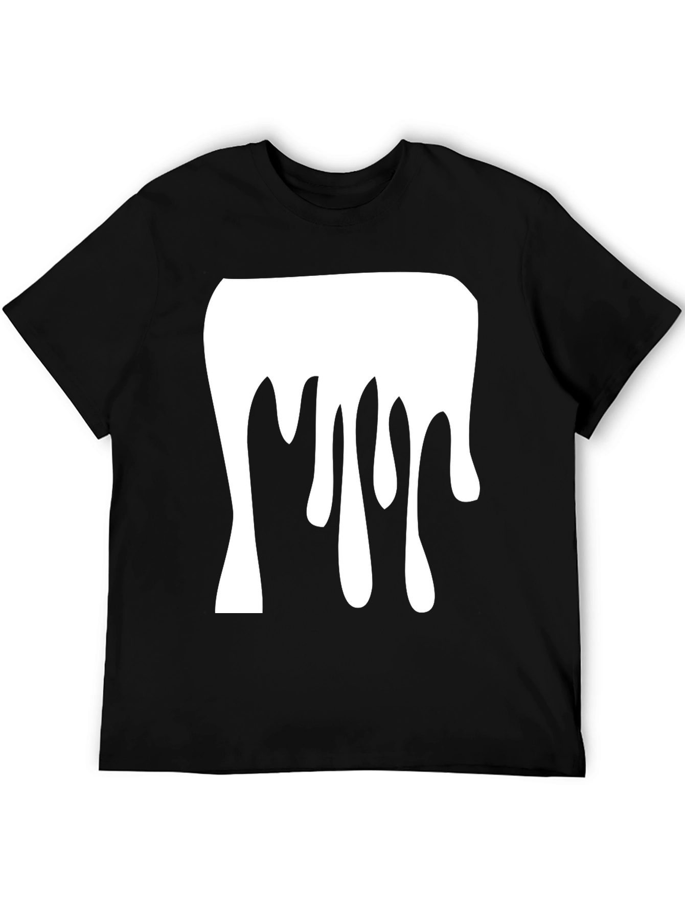 Black Dripping Paint Graphic Tee - Modern Black Cotton T-Shirt view 5