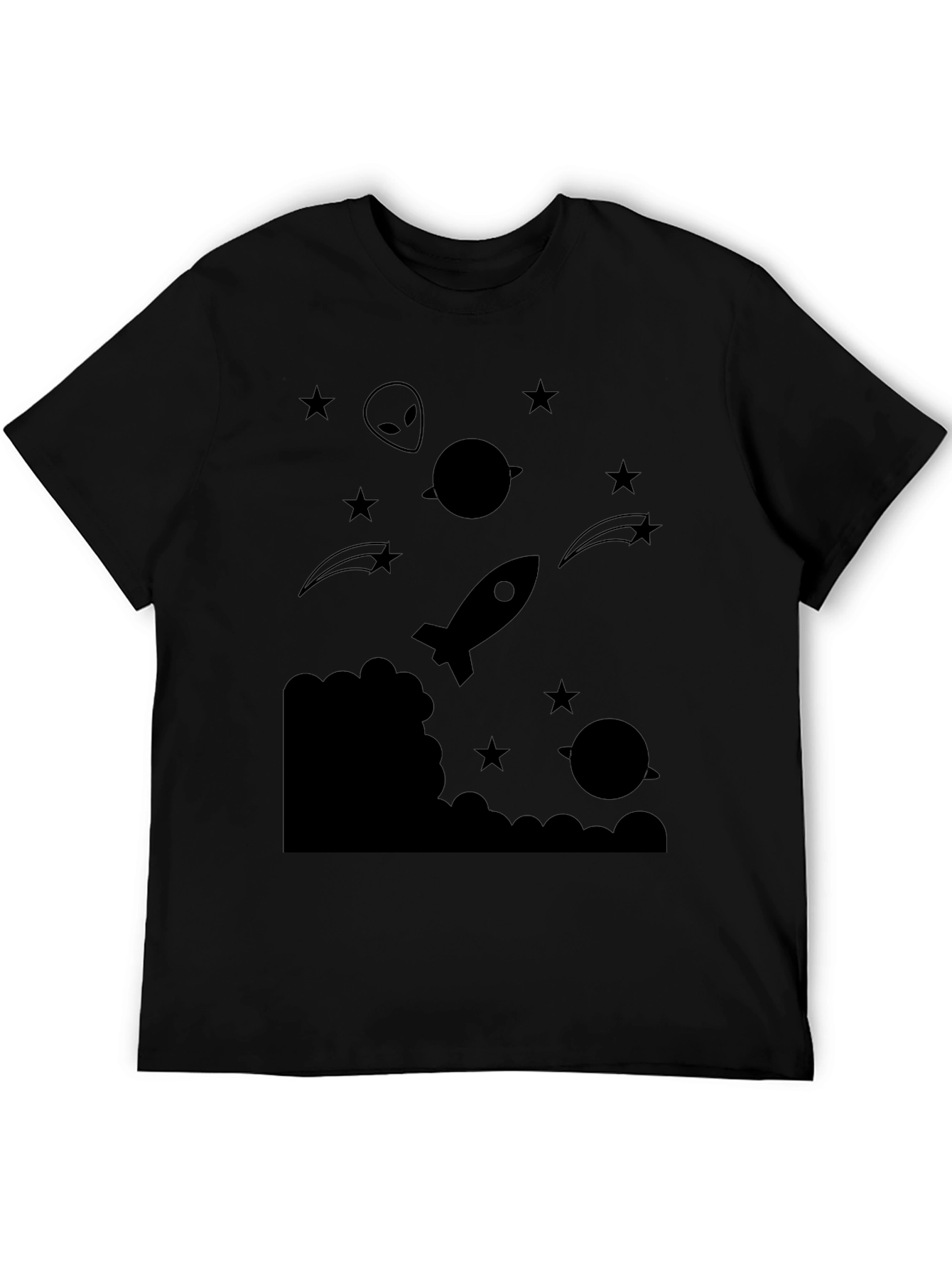Black Cosmic Rocket Graphic T-Shirt view 5