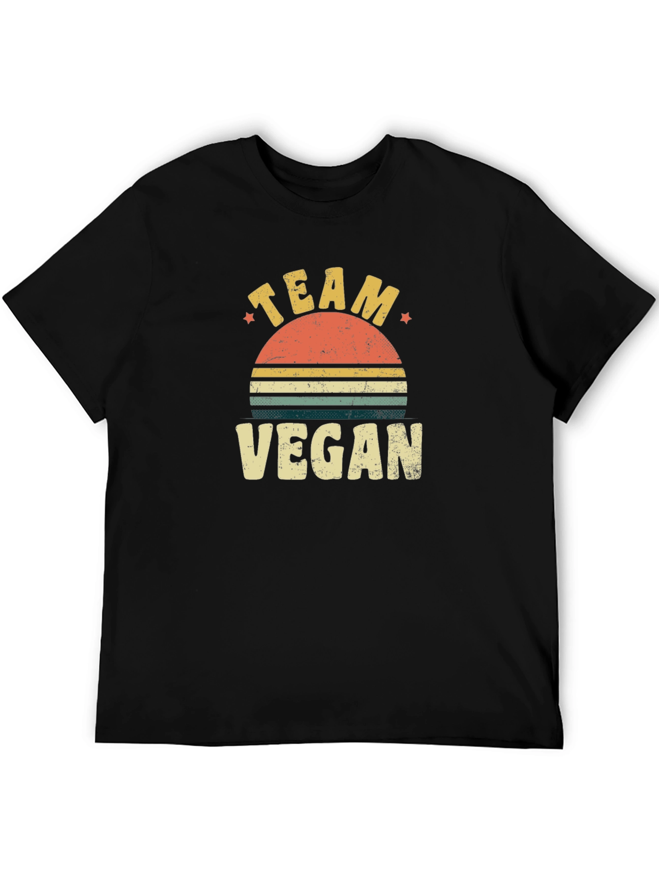 Black Team Vegan Retro Sunset T-Shirt view 5