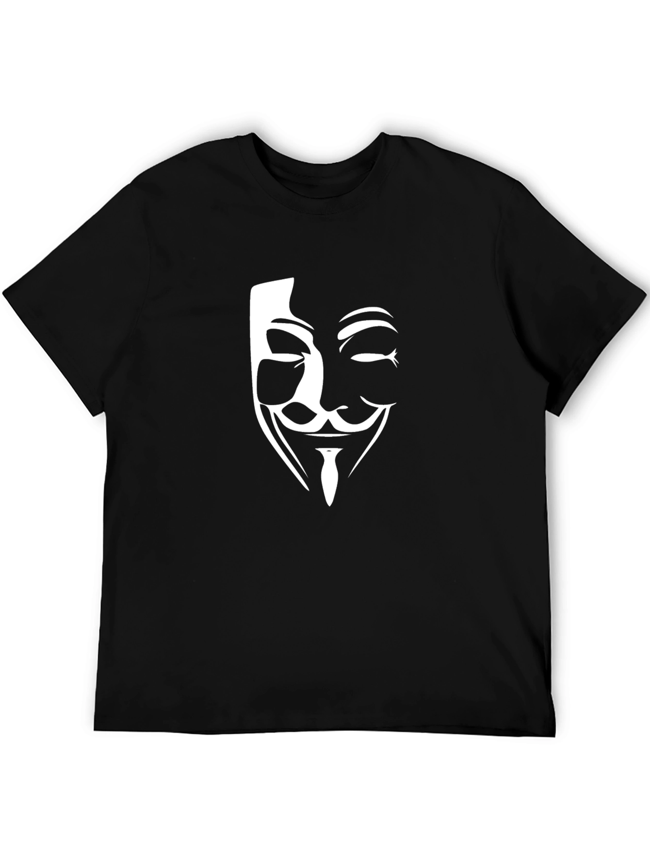 Black Anonymous Mask Graphic Tee - Black Crew Neck T-Shirt view 5