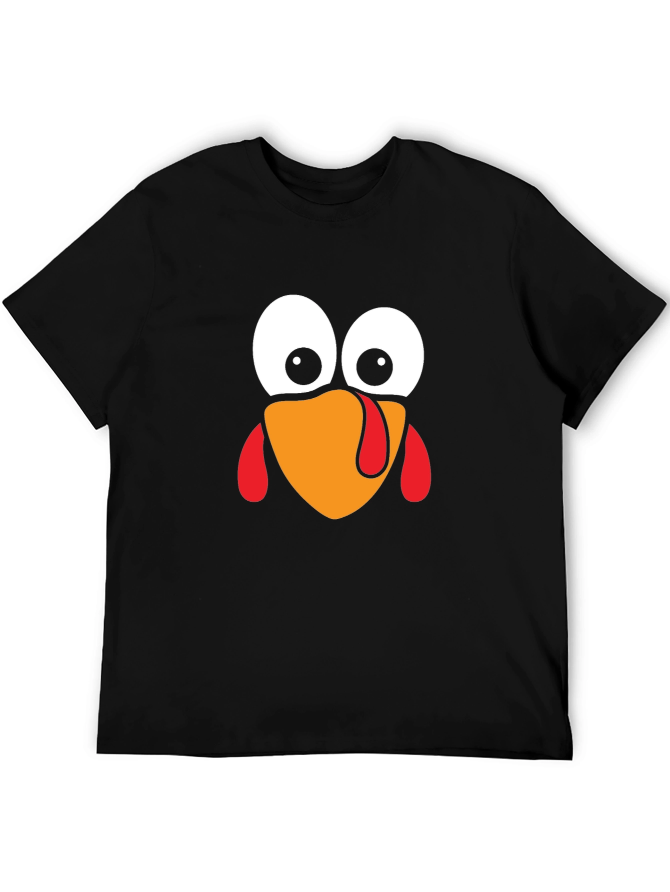 Black Funny Turkey Face Thanksgiving Black T-Shirt view 5