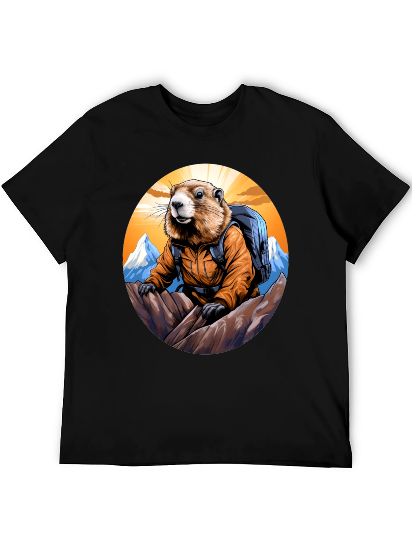 Black Hiking Marmot T-Shirt - Mountain Adventure view 5