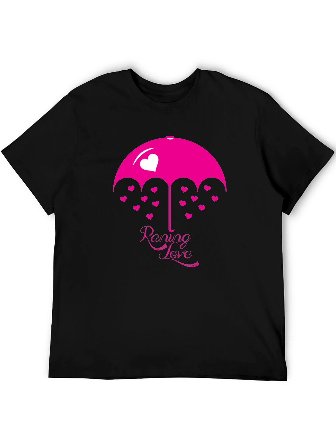Black Raining Love Graphic Print Black T-Shirt view 5