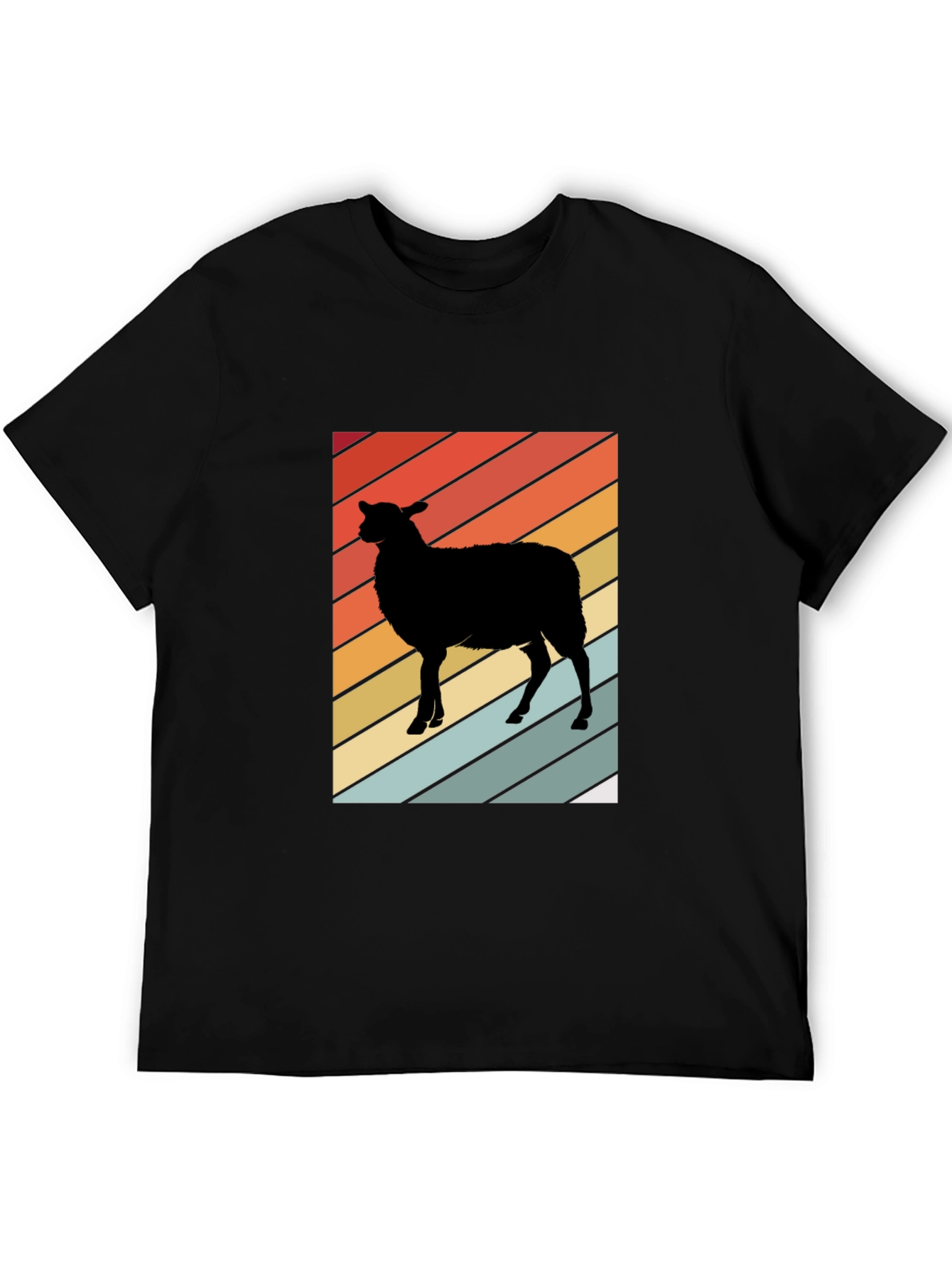 Black Retro Sheep Graphic Tee - Men's Black T-Shirt view 5