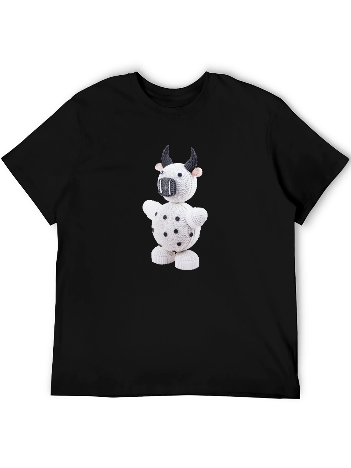 Black Fun Black T-Shirt with Cow Graphic view 5