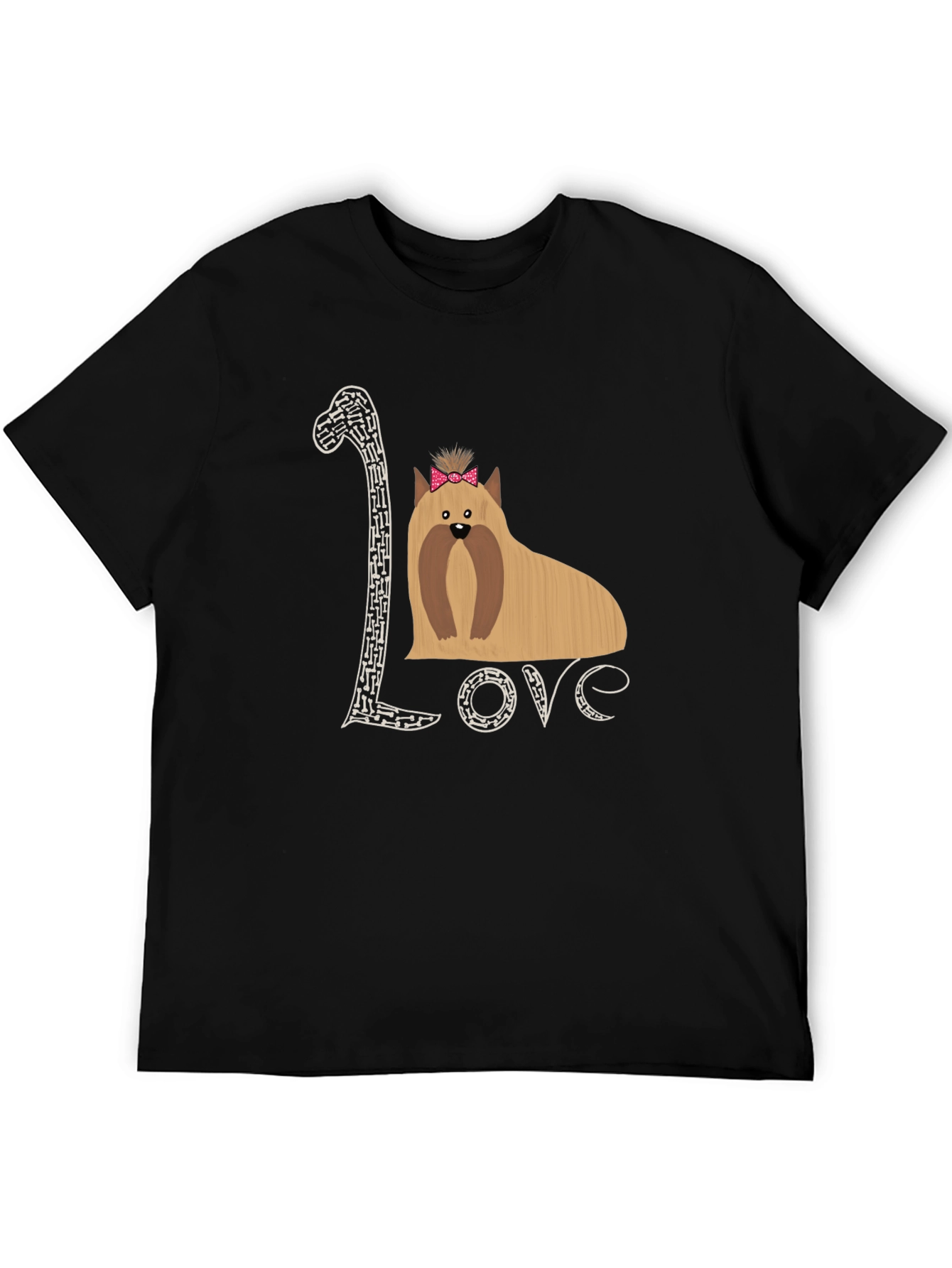 Black Love Yorkshire Terrier Black T-Shirt view 5
