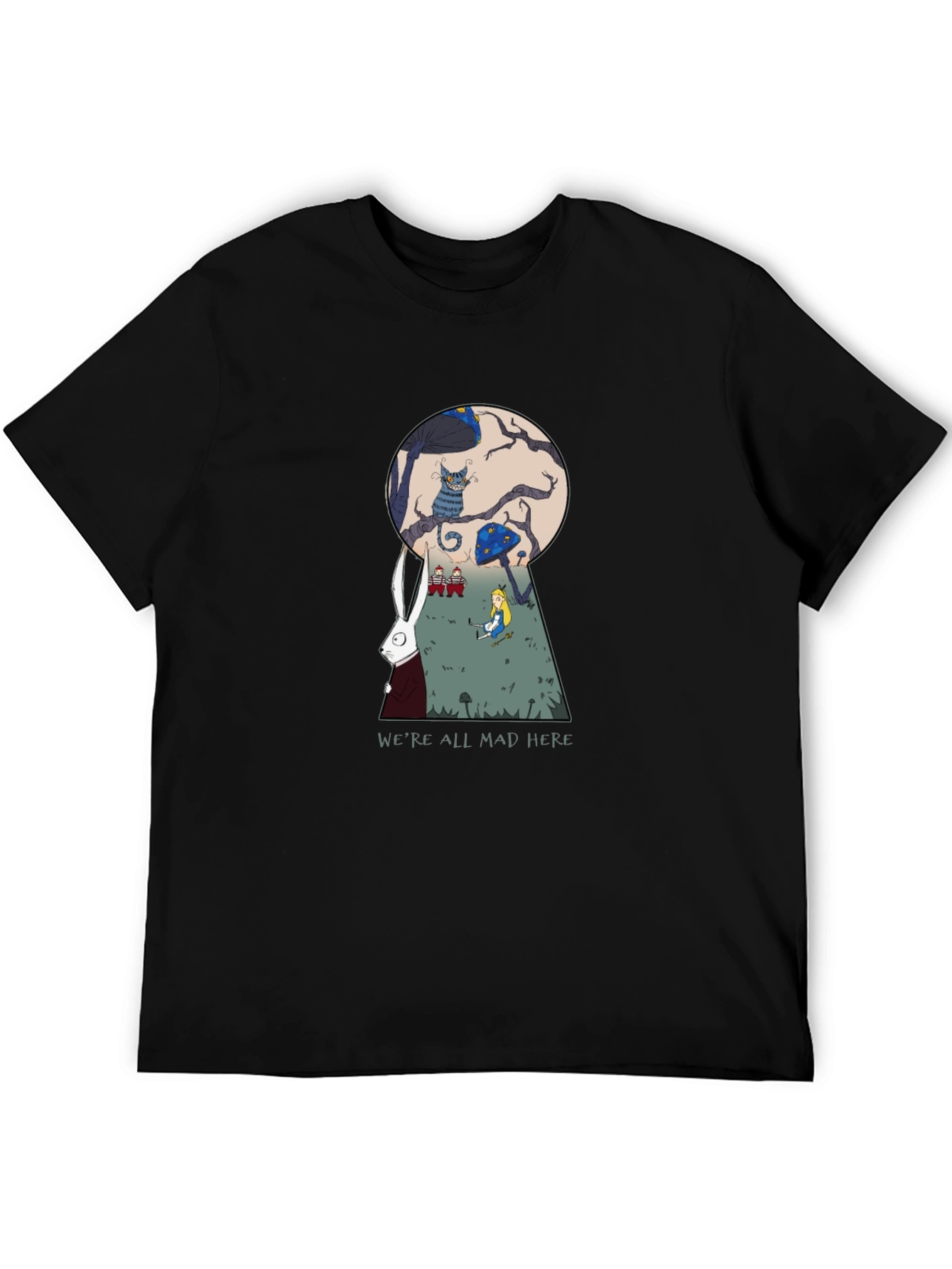 Black Alice in Wonderland T-Shirt - Mad Here view 5