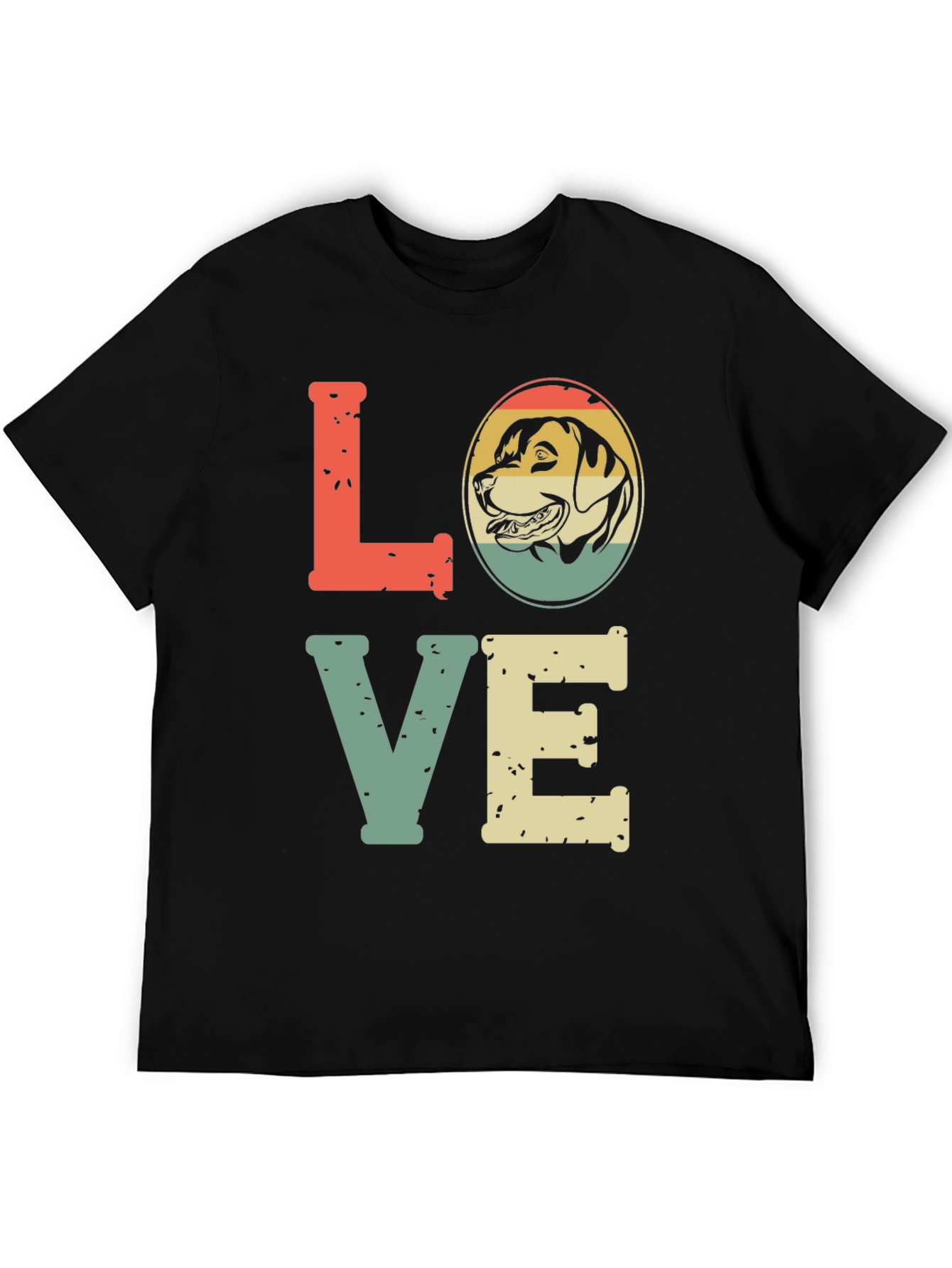 Black Retro Dog Lover T-Shirt - "LOVE" Design view 5