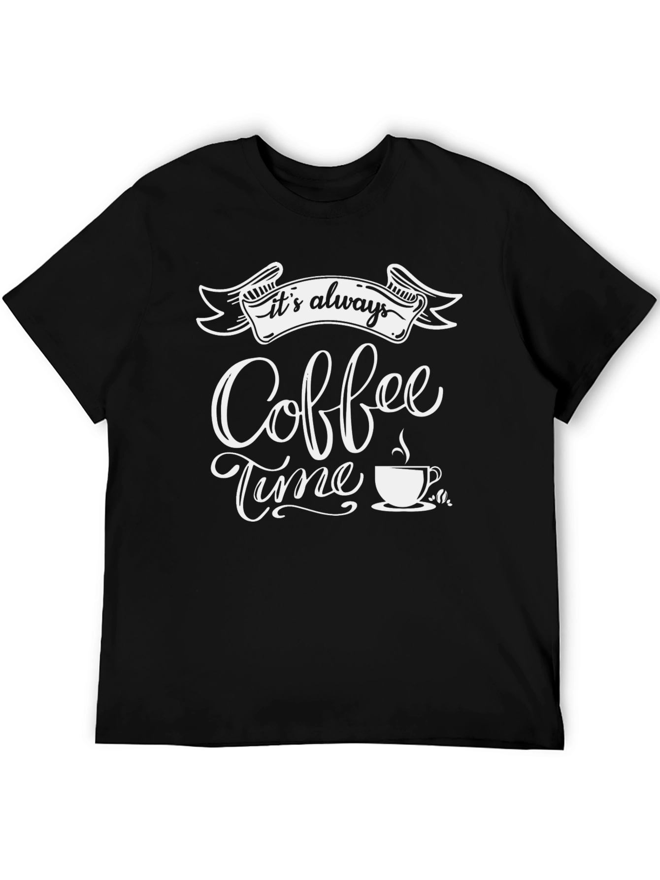 Black Coffee Time Graphic Tee - Black Cotton Casual Shirt view 5
