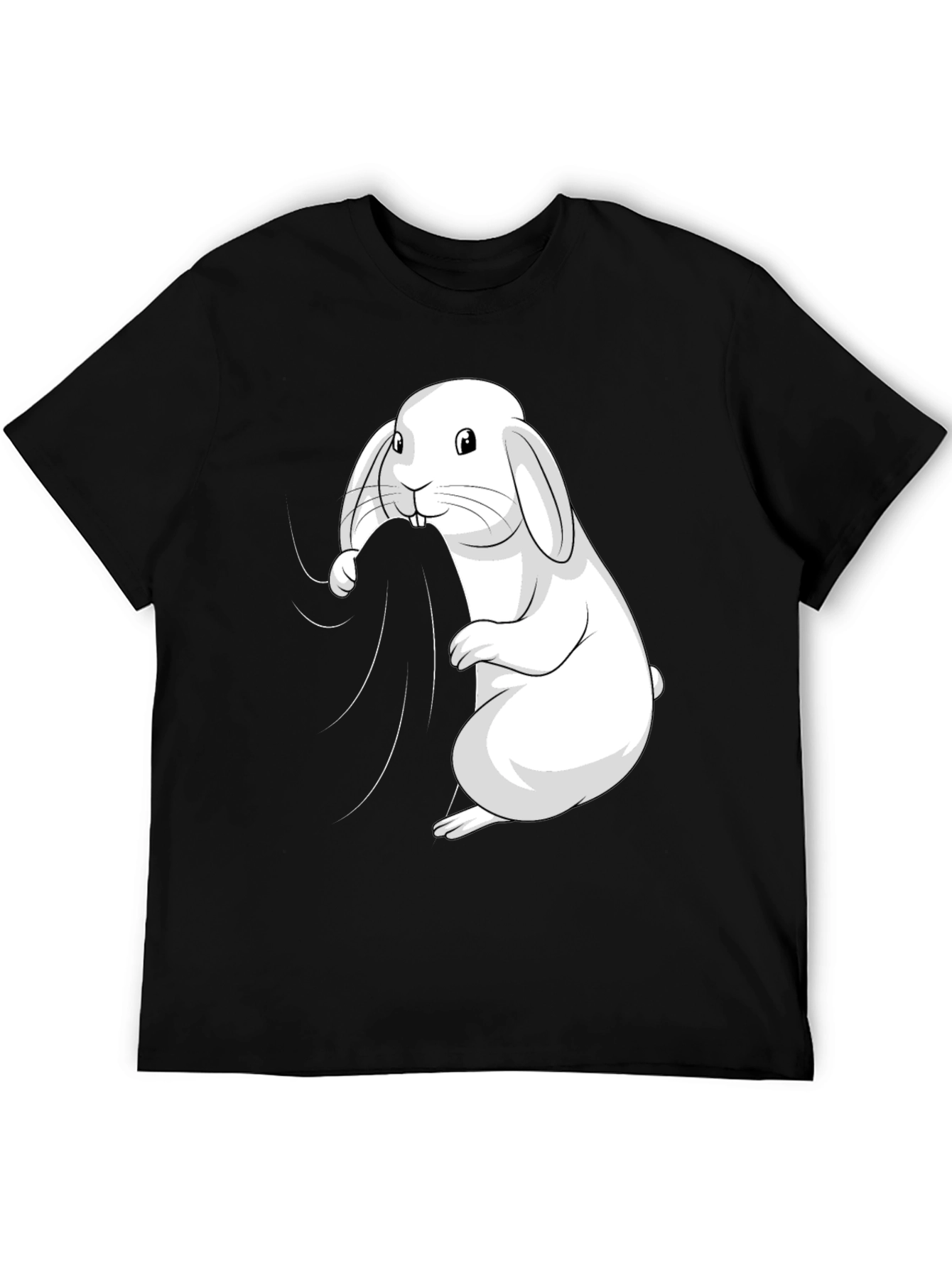 Black Bunny Graphic Tee - Black Cotton T-Shirt view 5