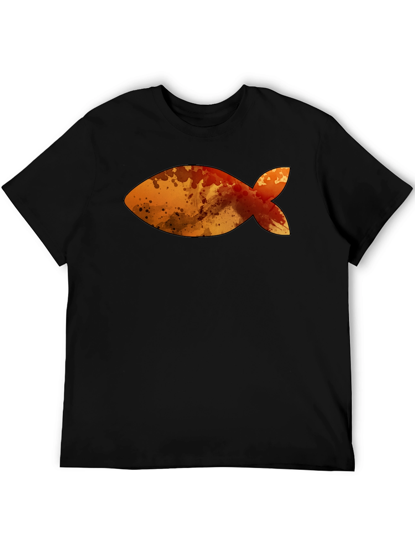 Fish Graphic Men's Black T-Shirt - 5