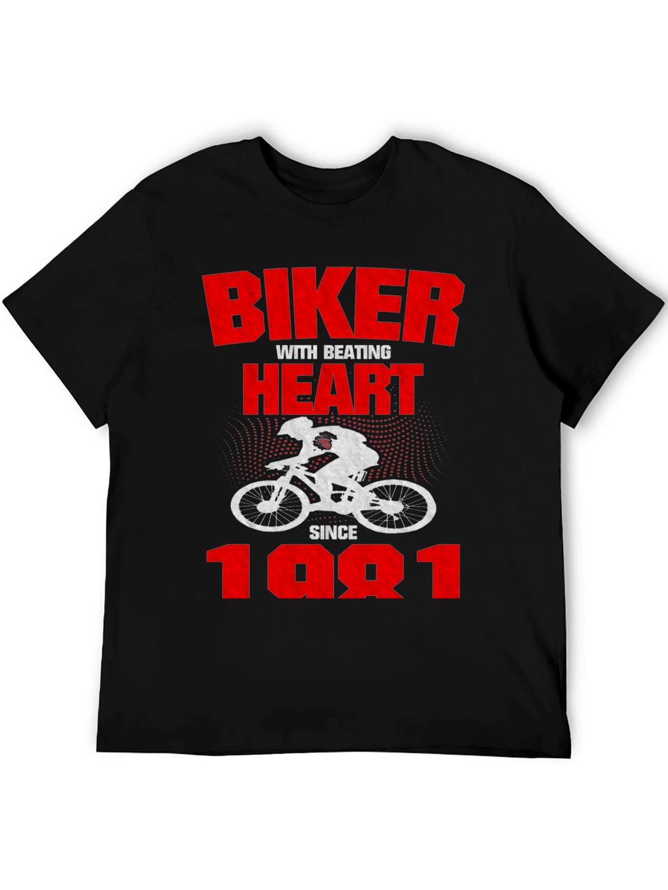 Black Biker Heartbeat Since 1981 Graphic Tee view 5